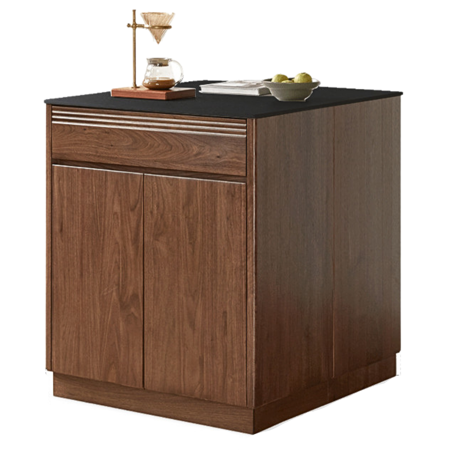 31.5x33.9x36.6nch / 80.4x86.8x93сm / Walnut color / pure black slate island