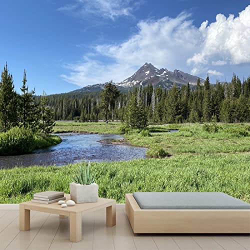 3D Mountain Landscape Wall Mural - PVC Self-Adhesive Peel & Stick Wallpaper for Bedroom & Living Room Decor - 110