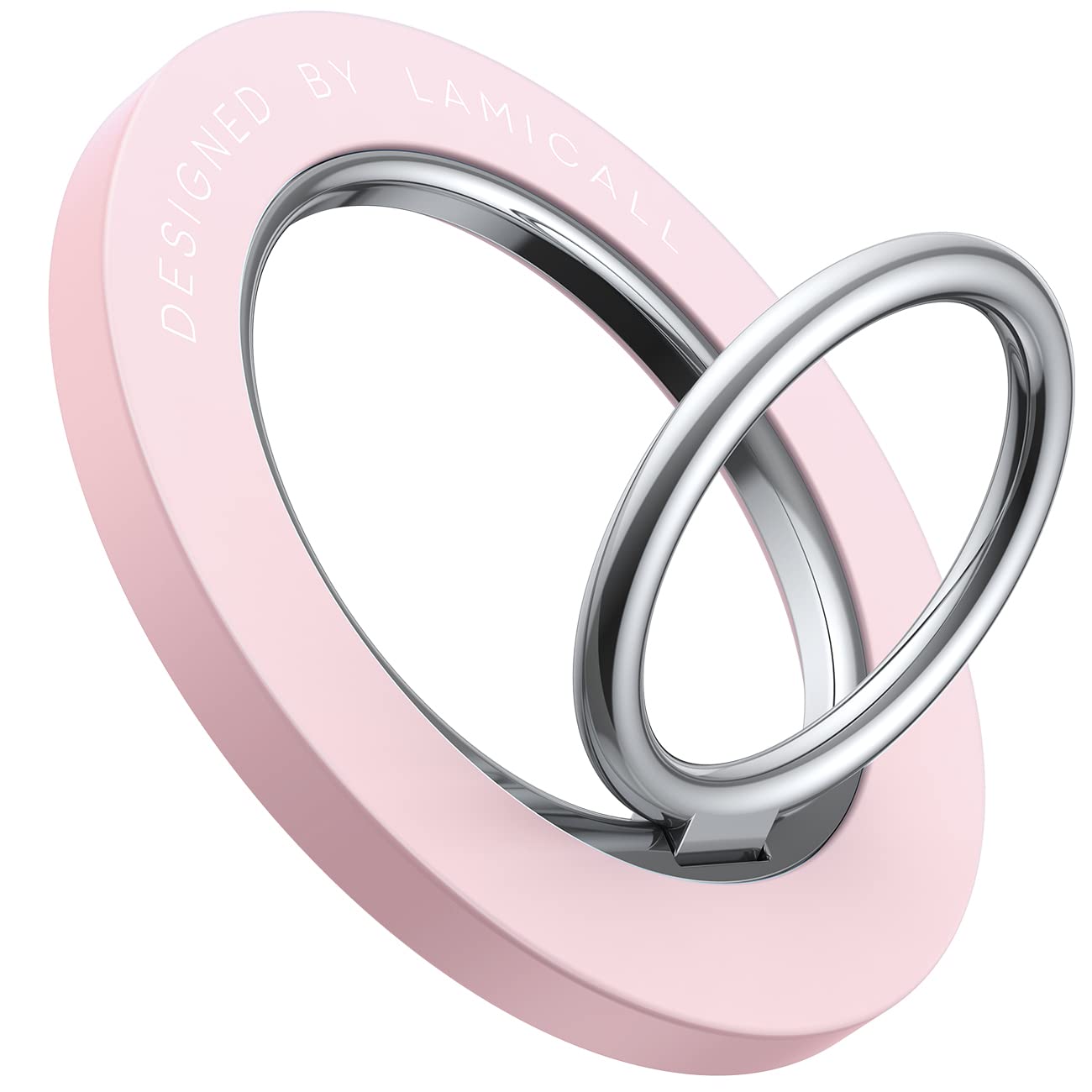 Lamicall Magnetic Phone Ring Holder for Magsafe - Wireless Charger Compatible Phone Grip Stand for iPhone & Android, Strong Magnet Phone Ring Stand for Magsafe Accessories (Pink) - Perfect for Hands-Free Viewing, Secure Grip & Wireless Charging