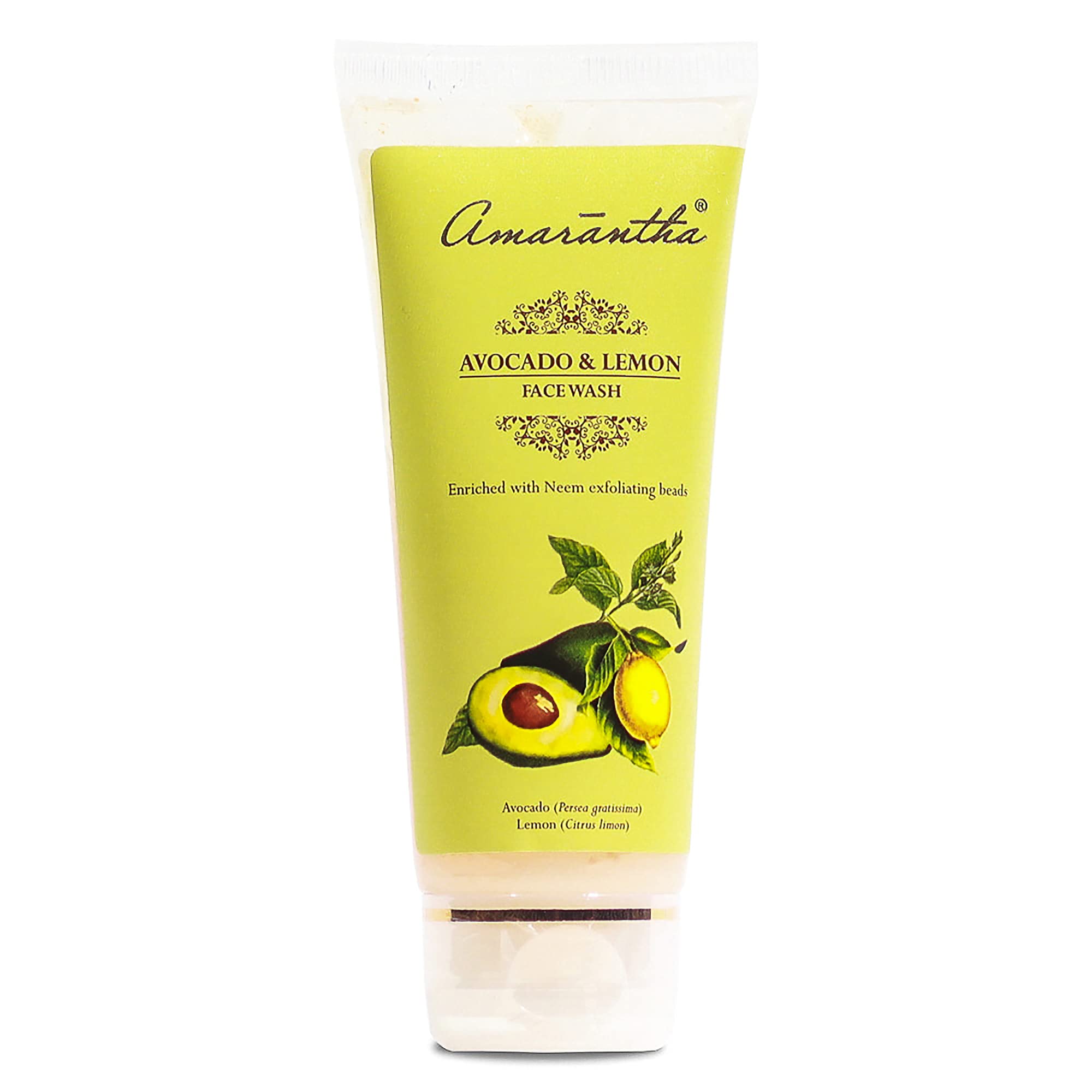 Amarantha Avocado & Lemon Face Wash - Natural Cleanser for Oily & Acne-Prone Skin - Gentle Exfoliating & Brightening Facial Cleanser - Perfect for Daily Skincare Routine & Morning/Evening Use