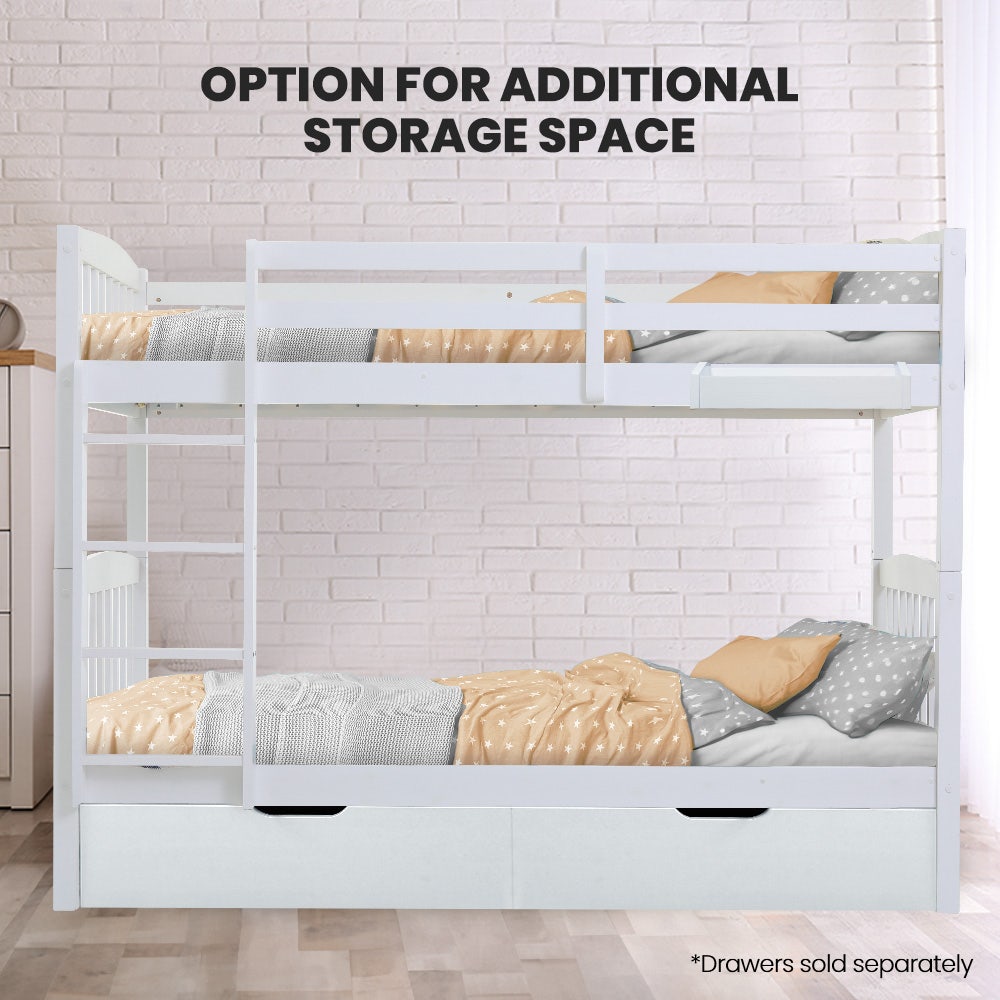 Convertible Kids Wooden Bunk Bed - White Twin to 2 Single Beds for Boys & Girls - Perfect for Shared Bedrooms, Sleepovers & Space-Saving Kids' Rooms