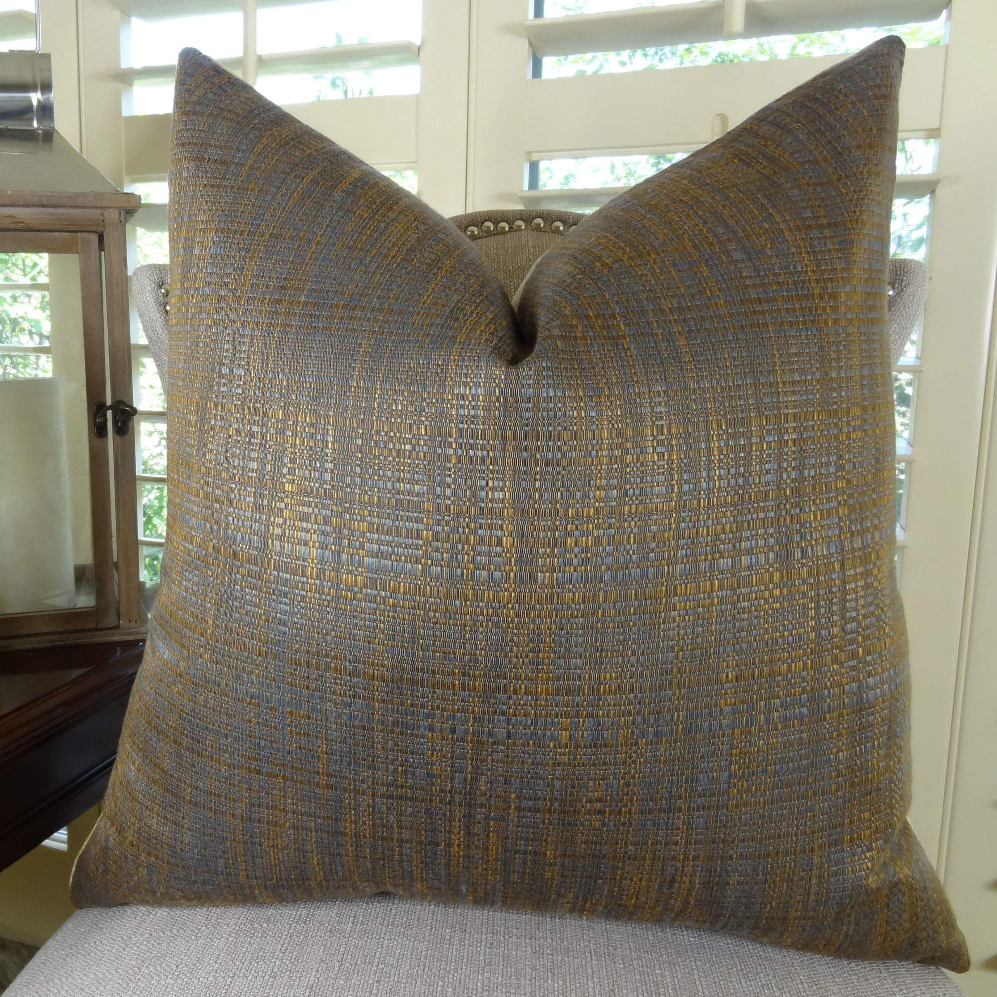 Plutus Clonamore 18x18 Inch Handmade Throw Pillow - Blue & Brown Bohemian Decorative Cushion for Sofa, Bed & Living Room