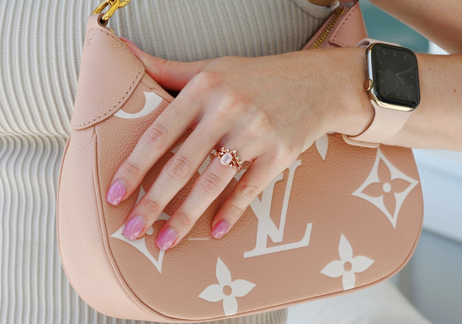 Natural Rose Quartz Fairy Ring Set - 14K Rose Gold Vermeil Jewelry for Women, Gift for Her, Boho Chic Style, Healing Crystal Rings for Love & Positive Energy | Perfect for Weddings, Date Nights & Spiritual Healing