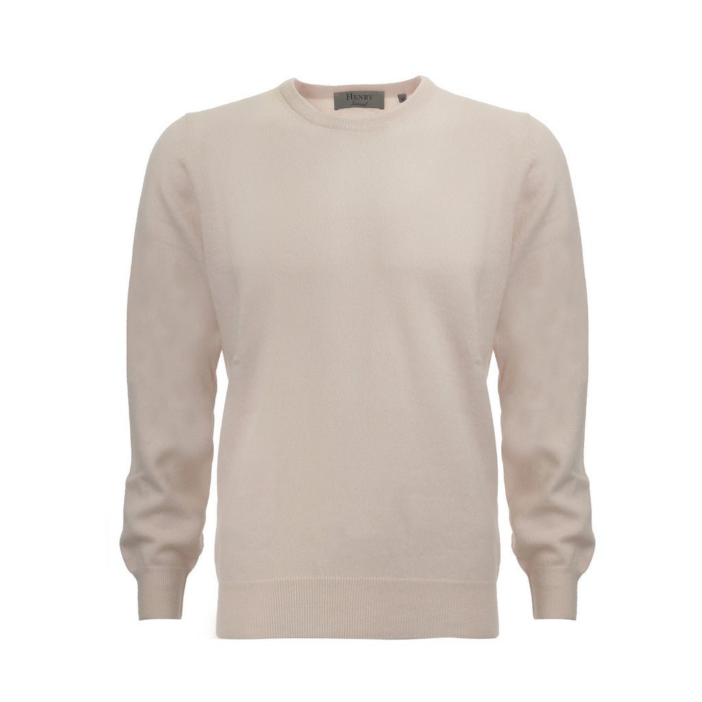 Luxury Henry Sartorial 100% Cashmere Sweater - Soft Crew Neck Knit Pullover for Men & Women - 12GG Cream - Perfect for Winter, Office & Casual Wear