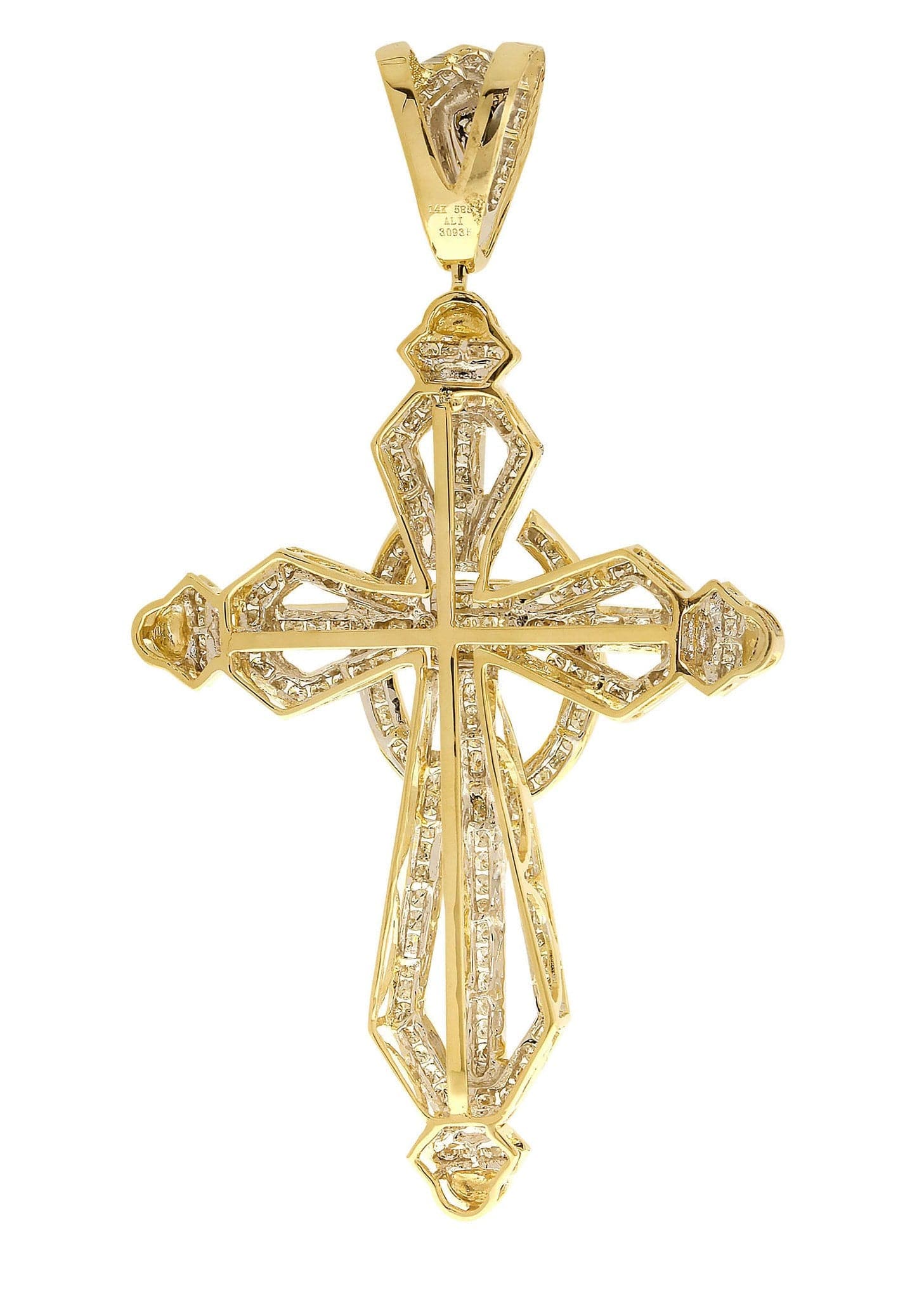 3.61 Carat Diamond Cross Pendant Necklace - 24.73 Grams Solid Gold Religious Jewelry for Women - Perfect for Church, Baptism & Special Occasions