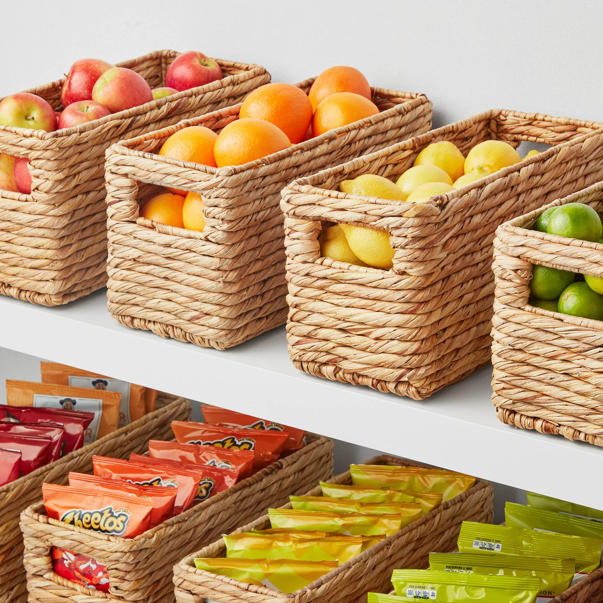 The Home Edit Narrow Woven Storage Bin - Small Space Organizer for Closet, Bathroom & Nursery - Foldable Fabric Baskets for Home Organization