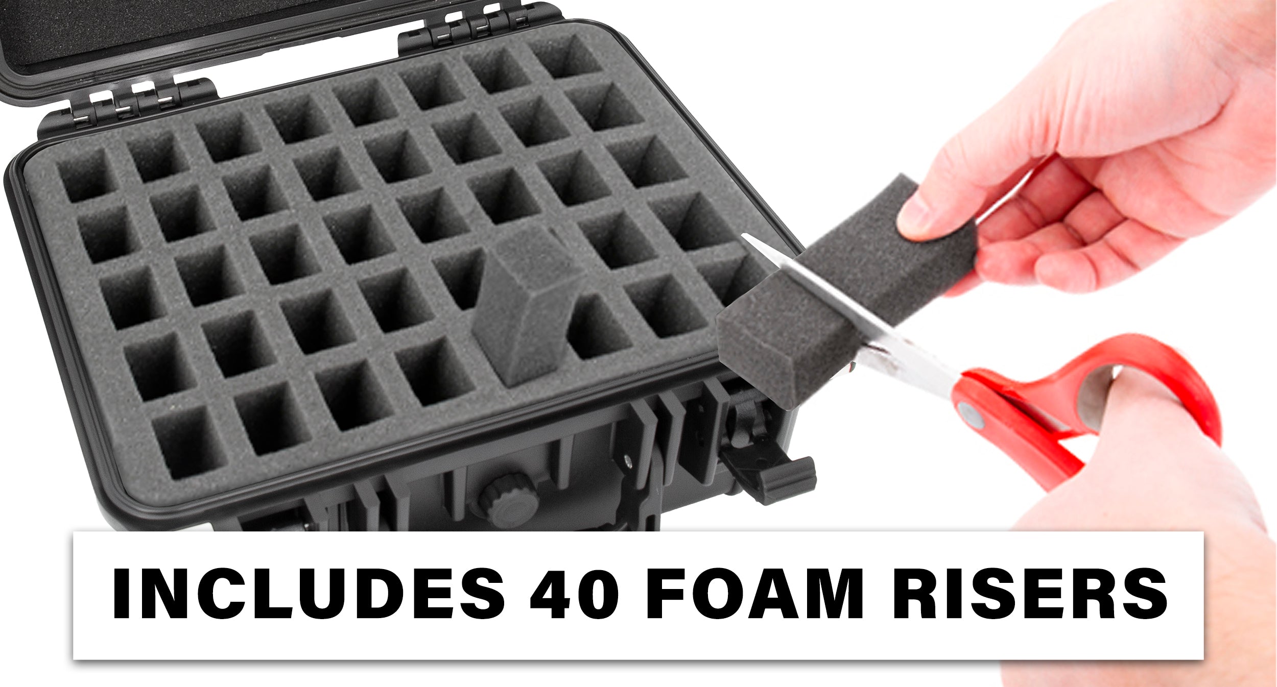 CASEMATIX 40 Pistol Magazine Storage Case - TSA Approved Waterproof Gun Magazine Holder for 40 9mm Magazines with Easy Tear Foam Tabs | Range Bag, Travel & Home Storage Solution
