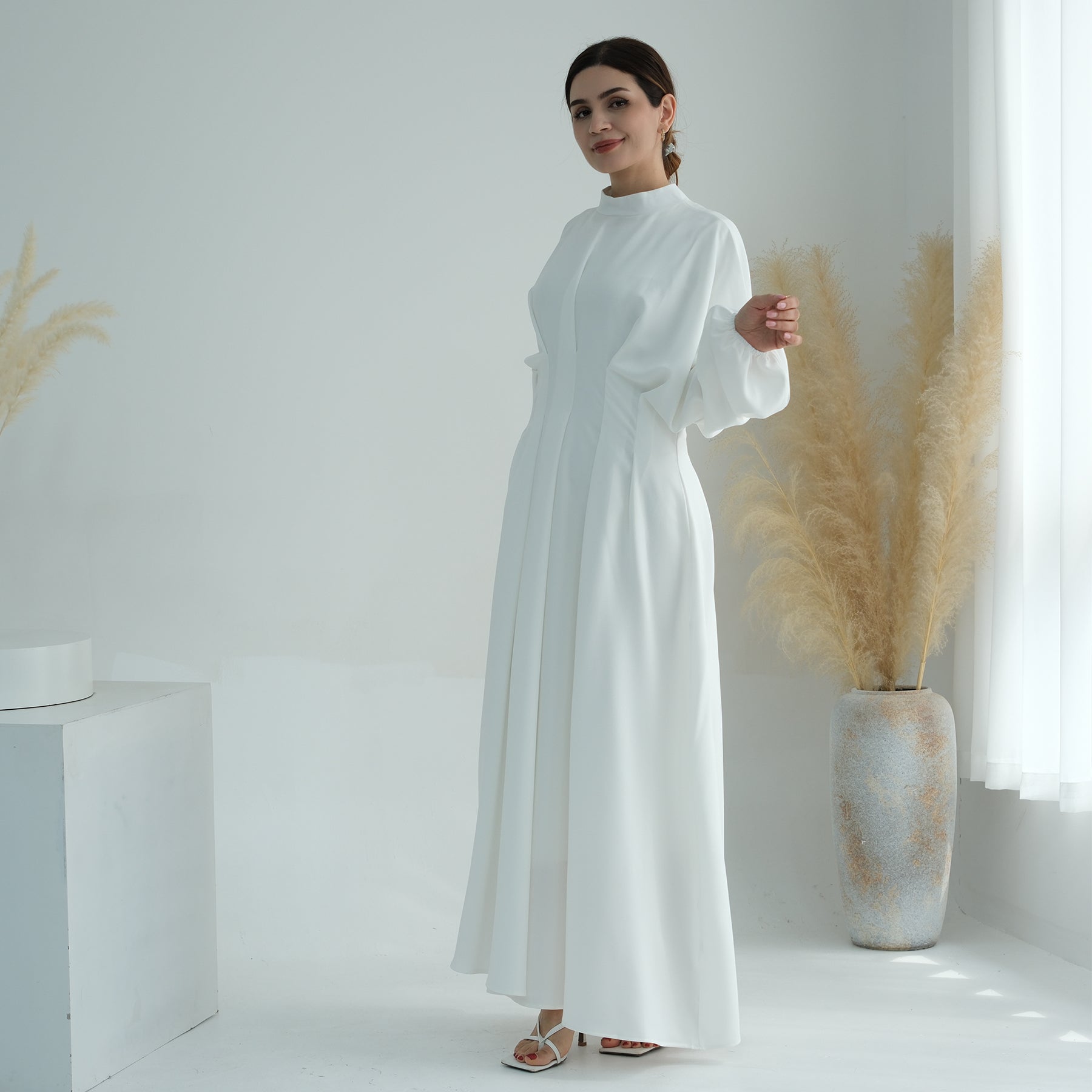 Madison Long Sleeve Maxi Dress for Women - Elegant White Flowy Evening Gown - Perfect for Weddings, Parties & Special Occasions