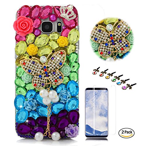 Rainbow Butterfly Pearl Pendant Flowers / Colorful