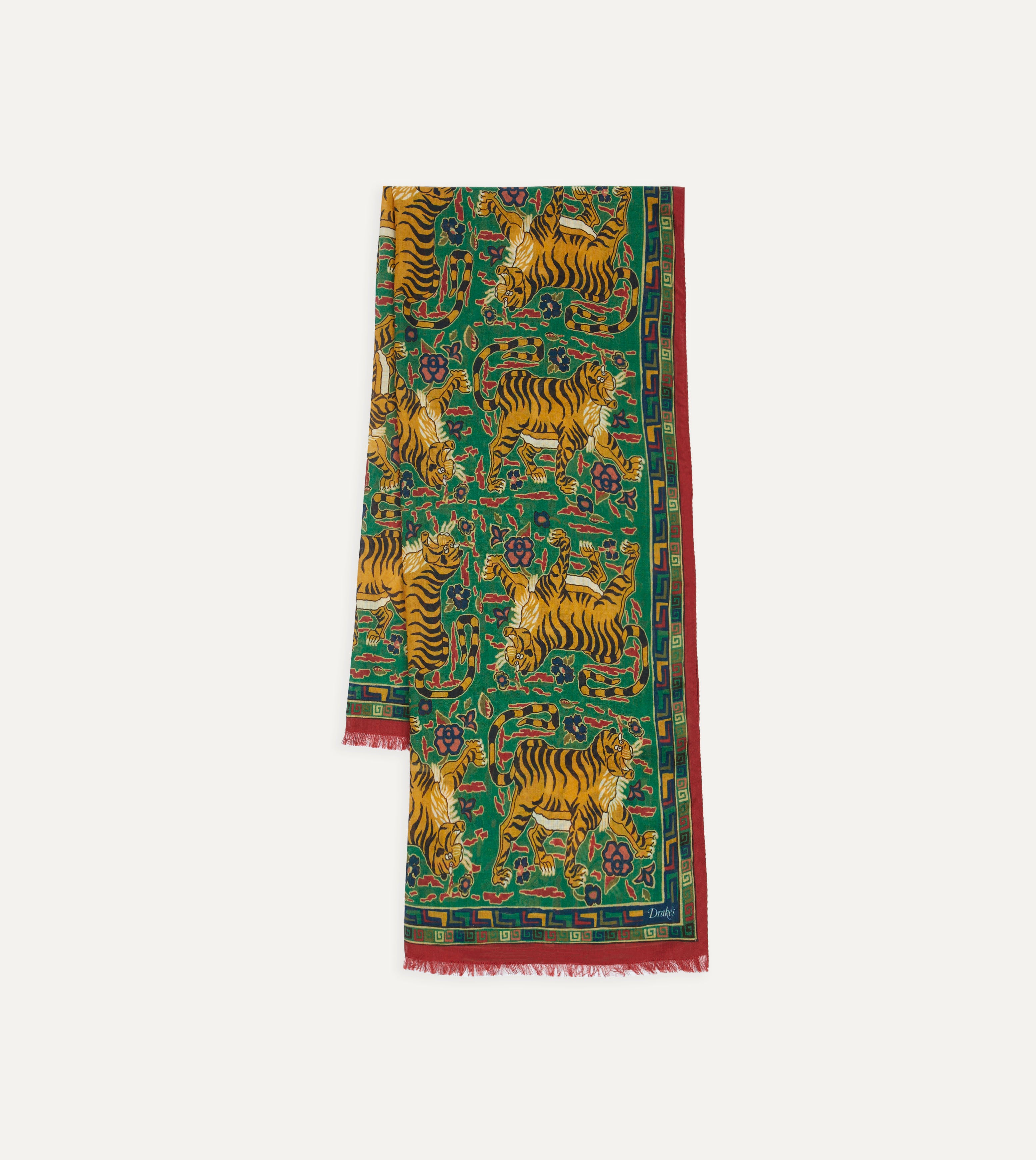Luxury Green Jumbo Tiger Print Wool Silk Scarf - Soft Winter Fashion Accessory for Women, Perfect for Cold Weather, Office, and Evening Outfits