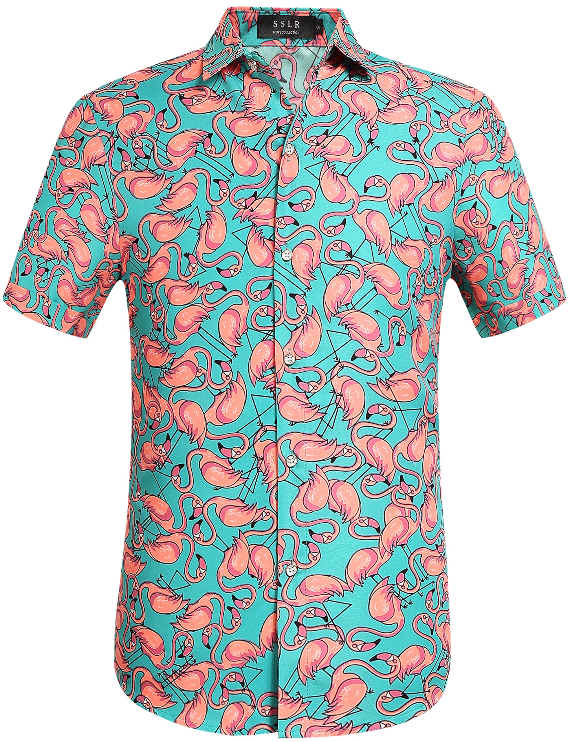 SSLR Men's Short Sleeve Hawaiian Shirts | Casual Button Down Summer Shirts for Men | Beach Vacation, Luau Party & Tropical Outfit