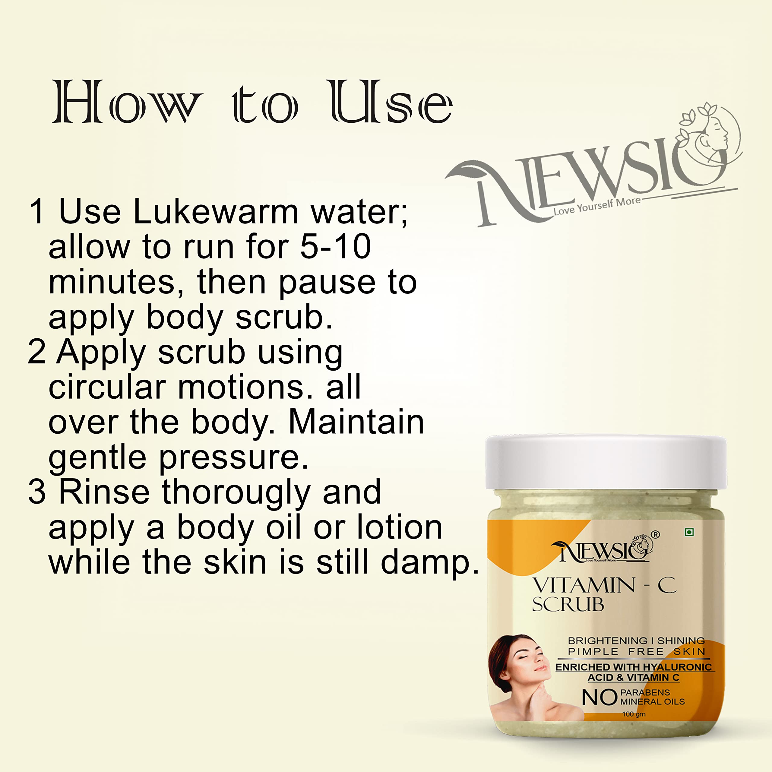 Newsio Vitamin C & Walnut Face Scrub for Glowing Skin - 100gm Exfoliating Cleanser with Antioxidants for Brighter Complexion | Perfect for Daily Skincare Routine & Pre-Makeup Prep