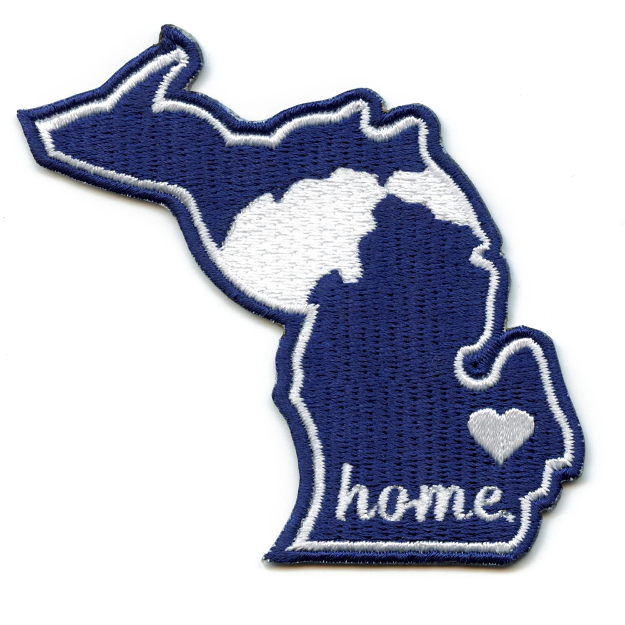 Michigan Home State Patch - Embroidered Iron On Baseball Parody Applique (Blue/White) - Perfect for Jackets, Hats & DIY Crafts