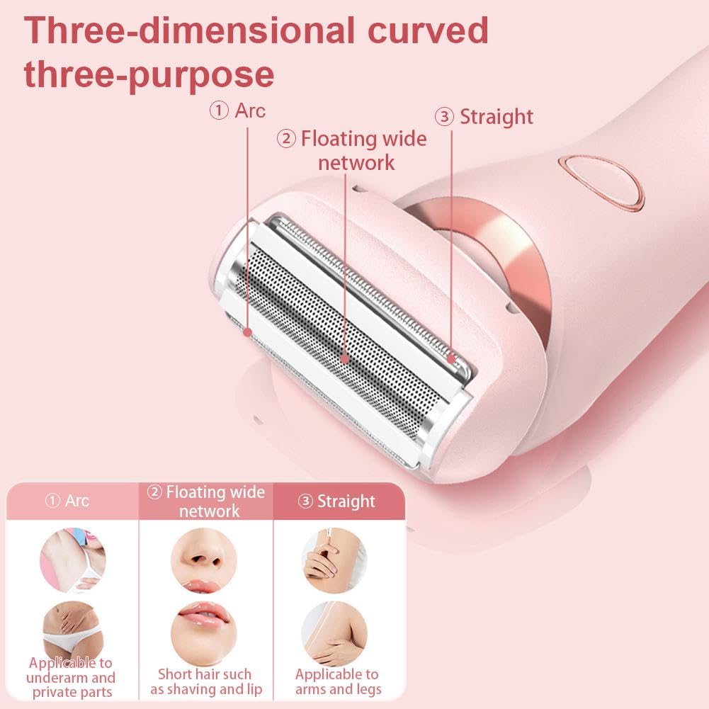 2 in 1 Electric Shaver & Bikini Trimmer for Women - Painless Hair Removal Epilator for Pubic & Body Hair at Home | Multi-Functional Grooming Kit for Smooth Skin | Perfect for Travel, Gym & Daily Personal Care (Blue)