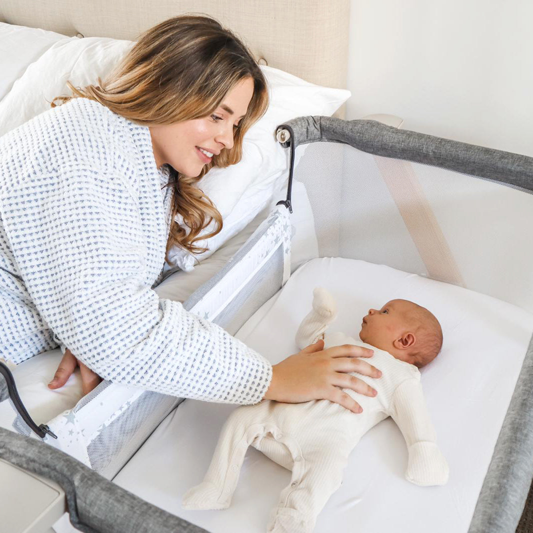 Organic Bamboo Fitted Crib Sheet for Baby Bassinet & Bedside Sleeper - Soft Jersey Knit, Breathable & Hypoallergenic - Perfect for Nursery, Co-Sleeping & Travel