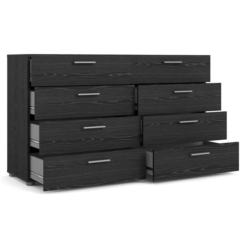 Home Square 2-Piece Bedroom Set - 8-Drawer Dresser & Nightstand in Black Woodgrain - Perfect for Master Bedroom, Guest Room, or Apartment Furniture