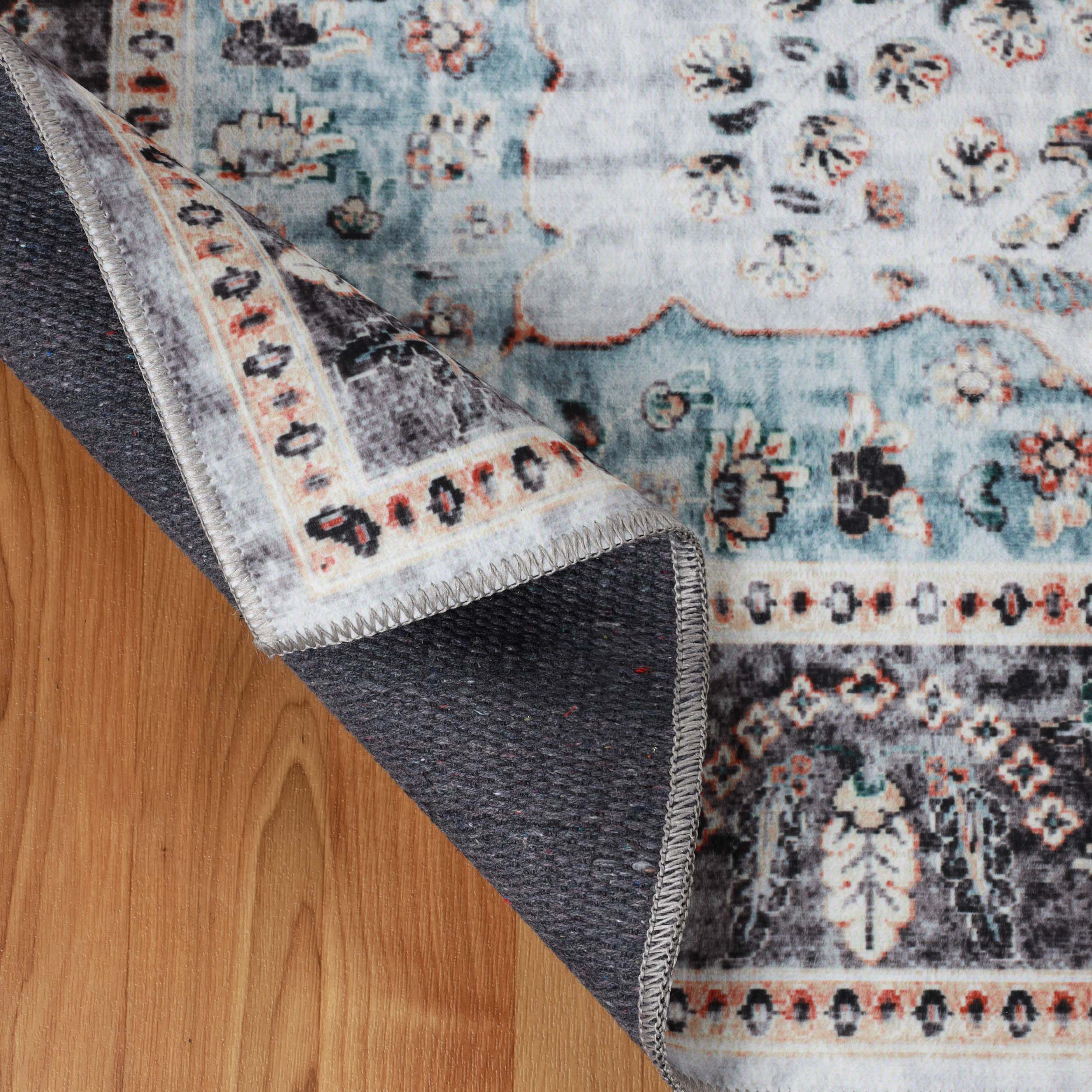 Machine Washable Sparrow Medallion Indoor Area Rug - Non-Slip Soft Living Room Carpet Runner for Bedroom, Hallway & Entryway Decor