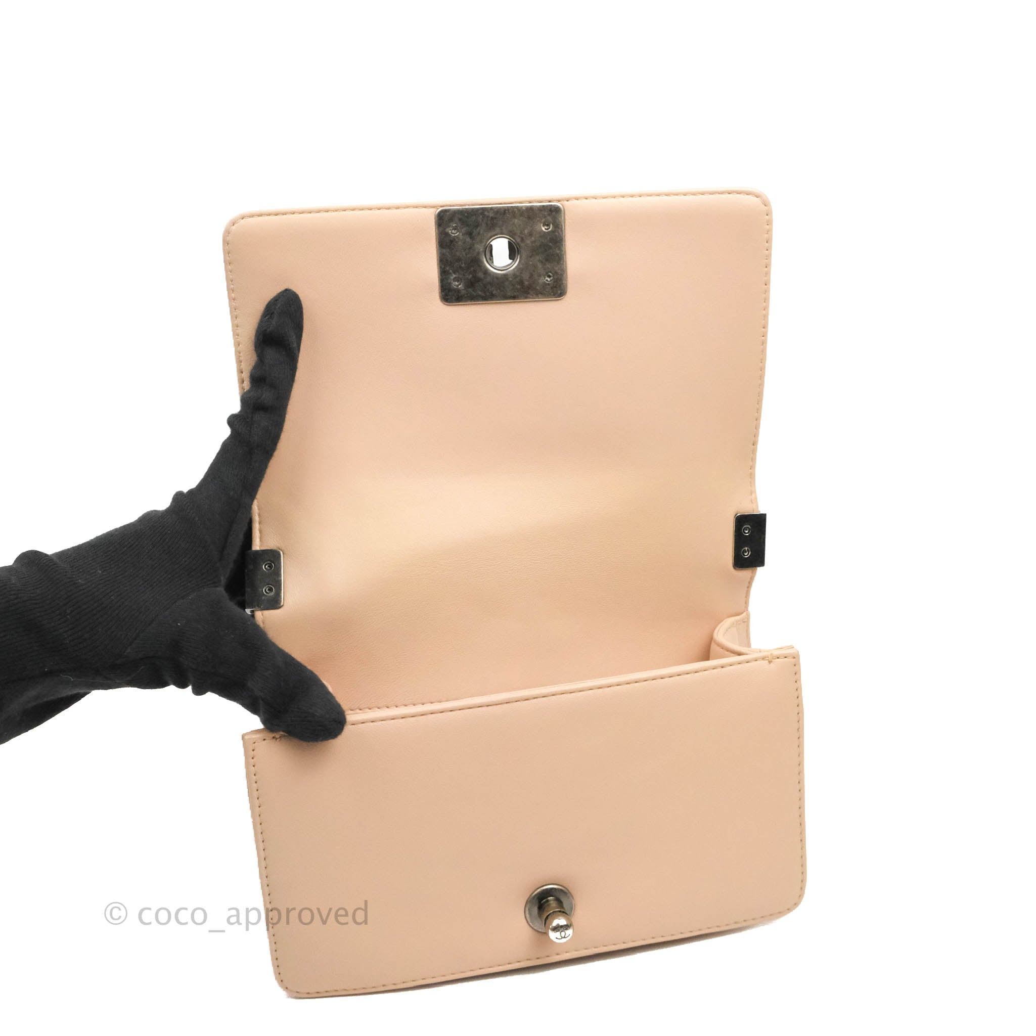 Chanel Boy Small Light Beige Pink Calfskin Bag with Ruthenium Hardware - Luxury Crossbody Purse for Women, Perfect for Date Night & Evening Events
