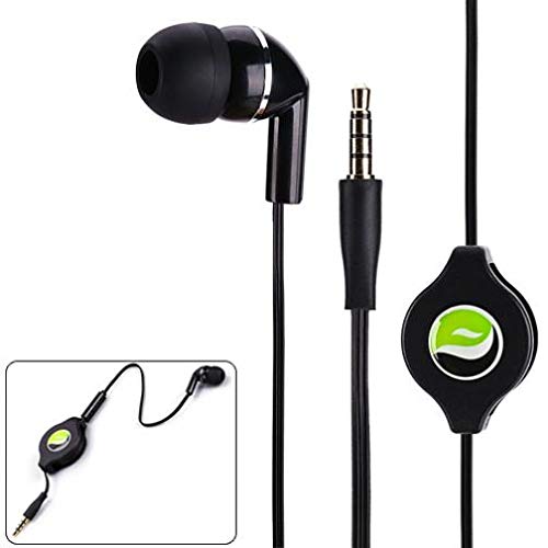 Retractable Mono Earphone with Mic - 3.5mm Hands-Free Headset for OnePlus Nord N20 5G & Compatible Smartphones | Perfect for Driving, Work Calls & Gaming
