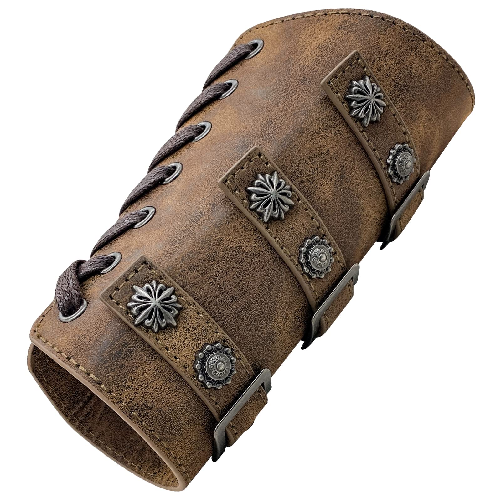 Viking Bracers - Medieval Leather Arm Armor Cuffs & Gauntlets (2-Pack) - Punk Style Wristbands for Men & Women - Perfect for LARP, Cosplay & Renaissance Fairs