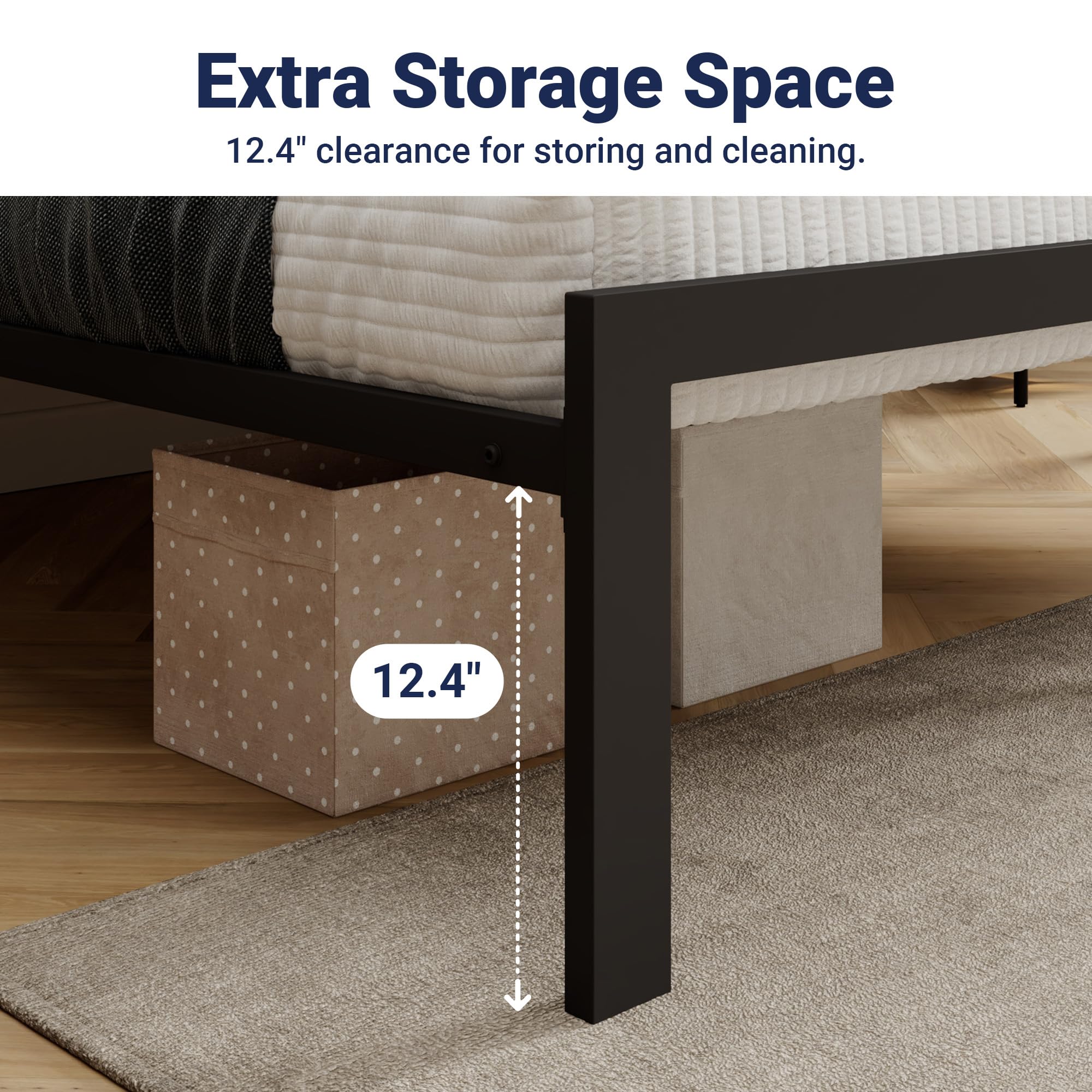 Allewie King Size Upholstered Platform Bed Frame with Button Tufted Headboard - 12.4