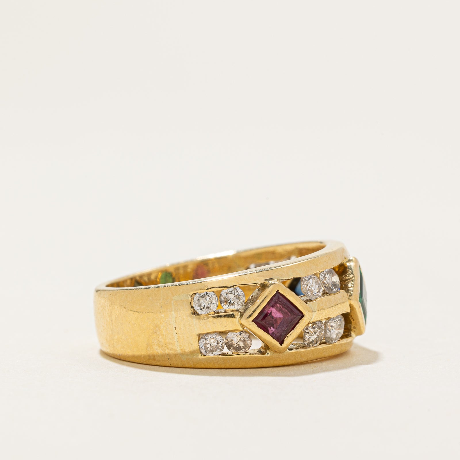 Exquisite 0.75ctw & 0.80ctw Multi Gemstone Diamond Ring - Size 8 | Elegant Jewelry for Weddings, Anniversaries & Special Occasions