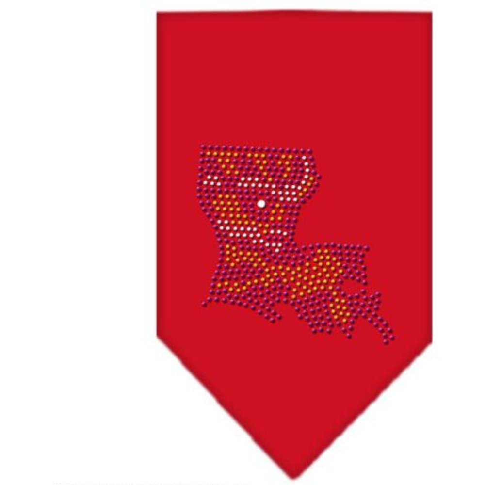 Stylish Rhinestone Pet Bandana for Dogs - Louisiana Red Large Size - Perfect for Holidays, Parties & Special Occasions