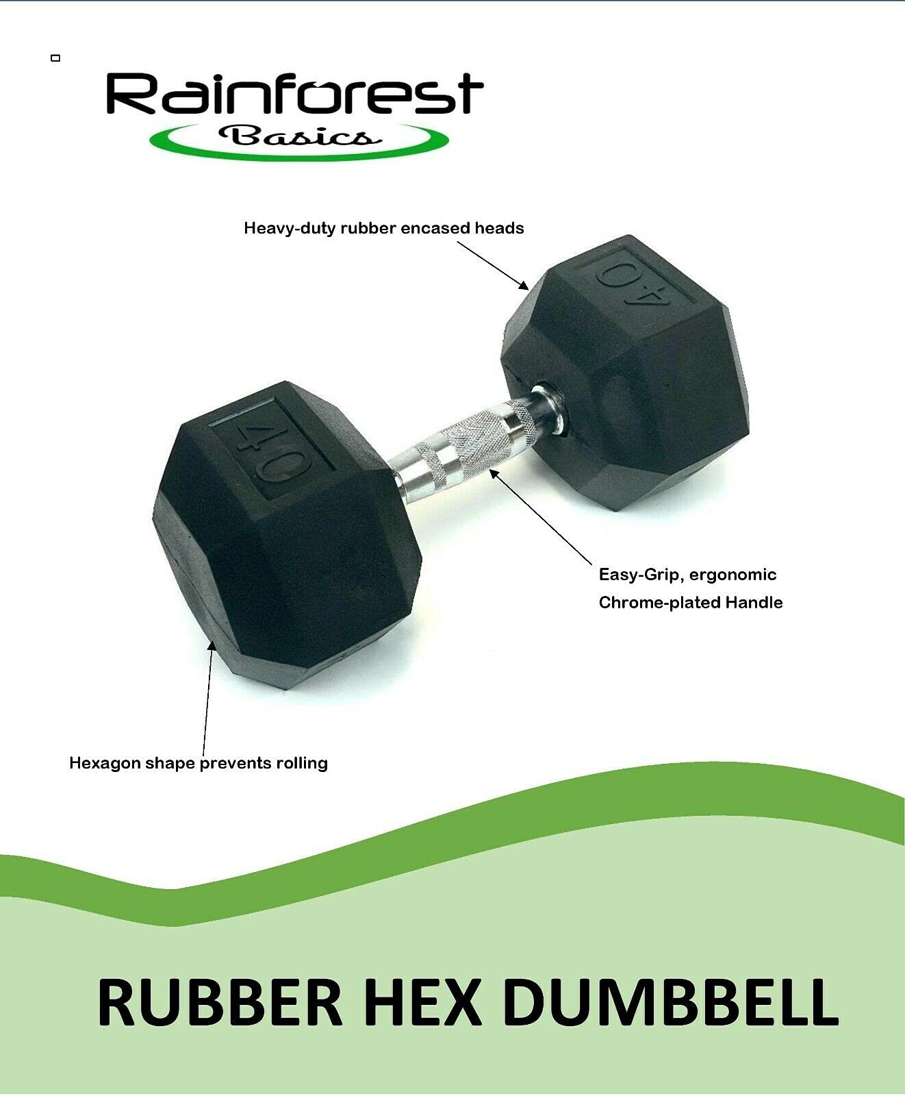 Premium Rubber Encased Hex Dumbbell Set - 5-50lbs Neoprene Coated Hand Weights for Home Gym, Strength Training & CrossFit Workouts - Anti-Roll Design with Textured Grip for Stability