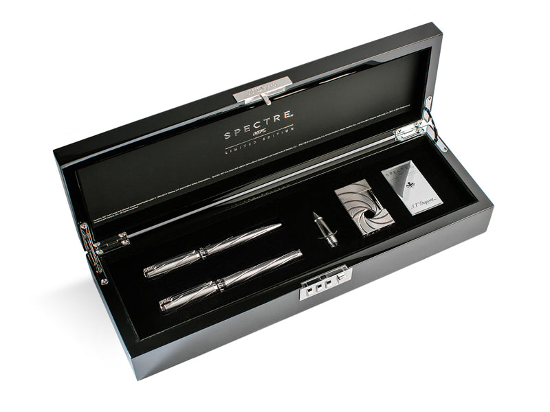 S.T. Dupont James Bond Palladium Finish Luxury Pen Collection Kit - Premium Writing Gift Set for Business Professionals & Collectors