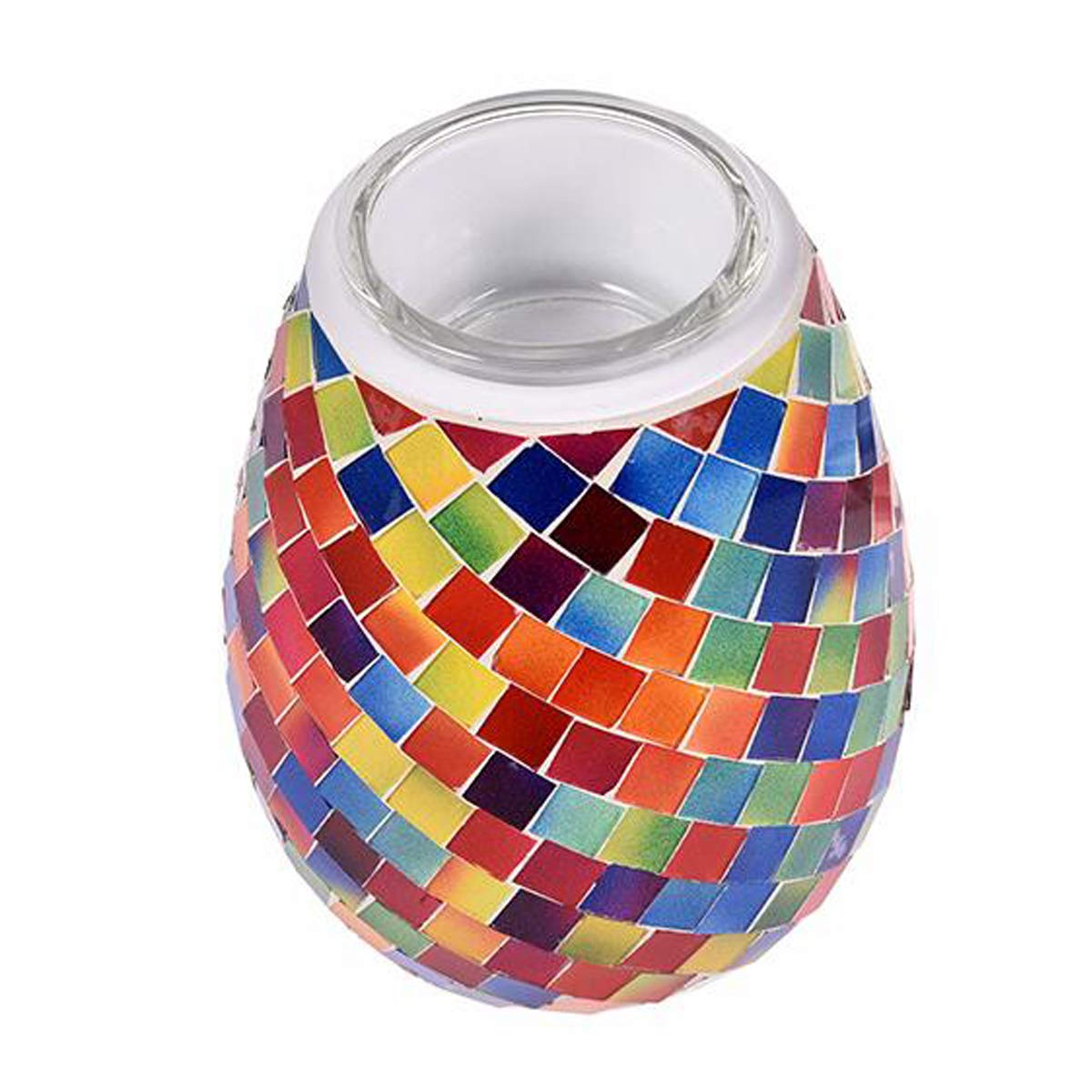 Rainbow Mosaic Glass Fragrance Warmer Night Light - Electric Wax Melter for Scented Candles, Wax Melts & Essential Oils | Aromatherapy Diffuser for Home, Bedroom, Bathroom & Office Decor