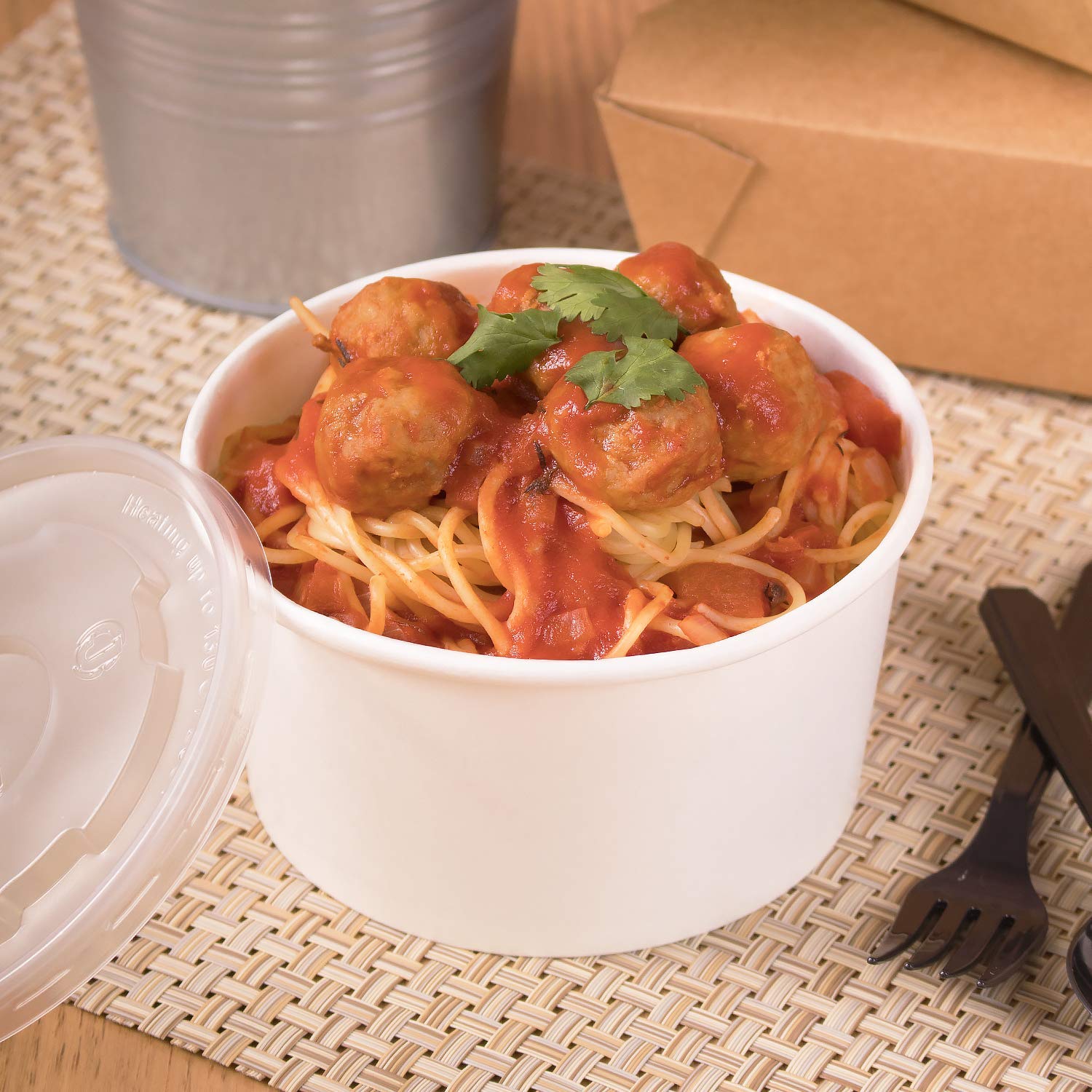 24oz (1000 Count) White Disposable Paper Soup Bowls - Ideal for Hot & Cold Foods, Soups, Noodles, Pasta, Snacks - Perfect for Restaurants, Catering, Parties, Picnics & Takeout (C-KDP24W)