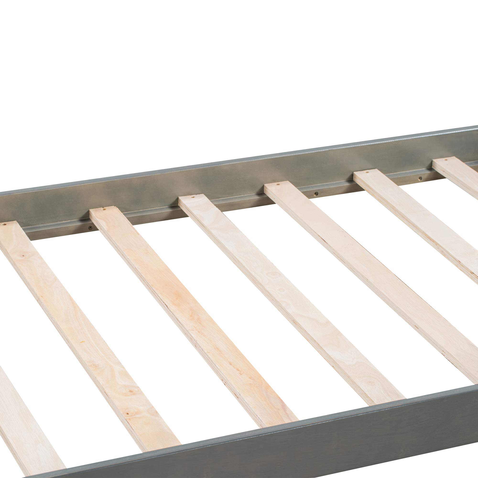 KLMM Twin Size Wooden Platform Bed with Trundle - Captain's Bed Frame with Wooden Slats Support - Space Saving Daybed for Bedroom, Guest Room or Living Room - Modern Gray Wood Furniture for Small Spaces