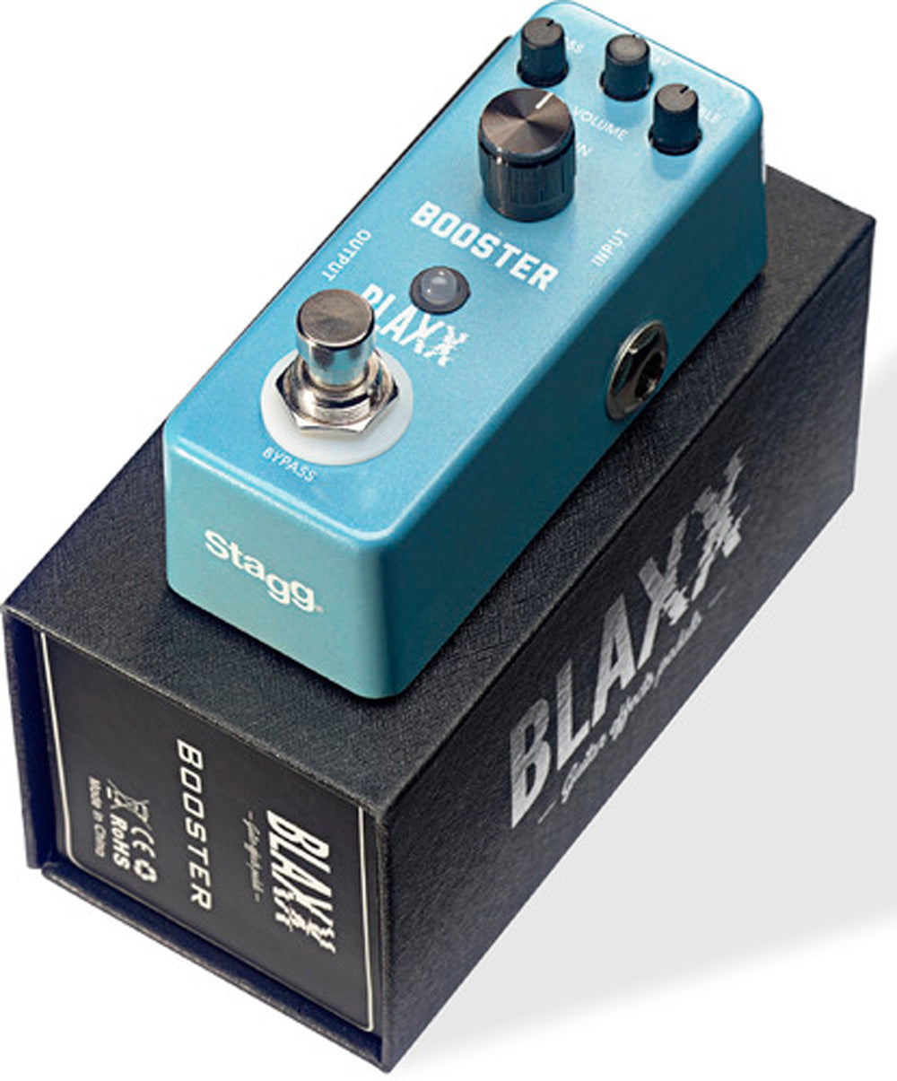 Stagg Blaxx Booster Compact Guitar Pedal - Professional Mini Effects Pedal for Electric Guitar, Bass & Acoustic - Perfect for Live Performances, Studio Recording & Practice Sessions