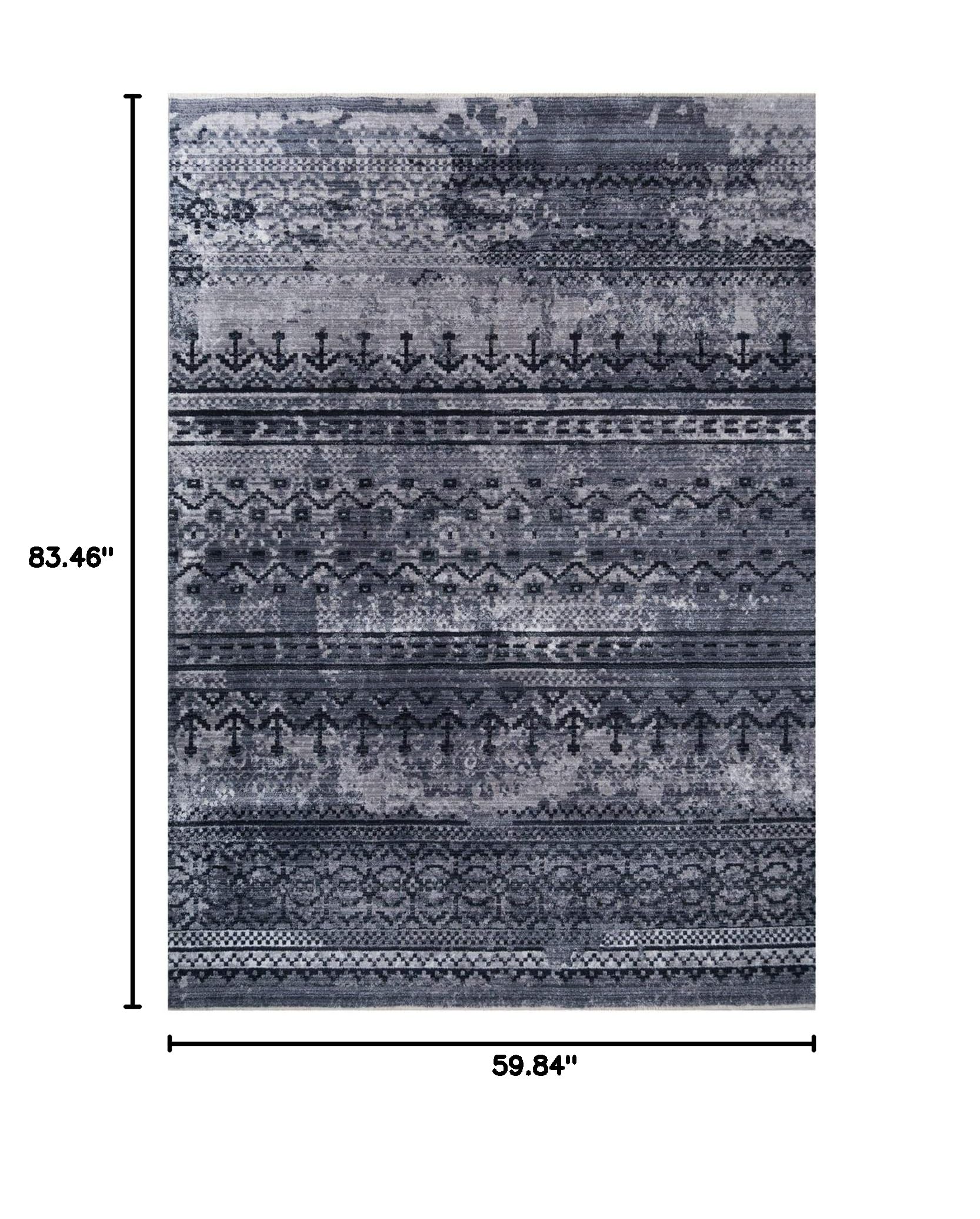 Allstar 5x7 Southwestern Black Storm Area Rug (6'11