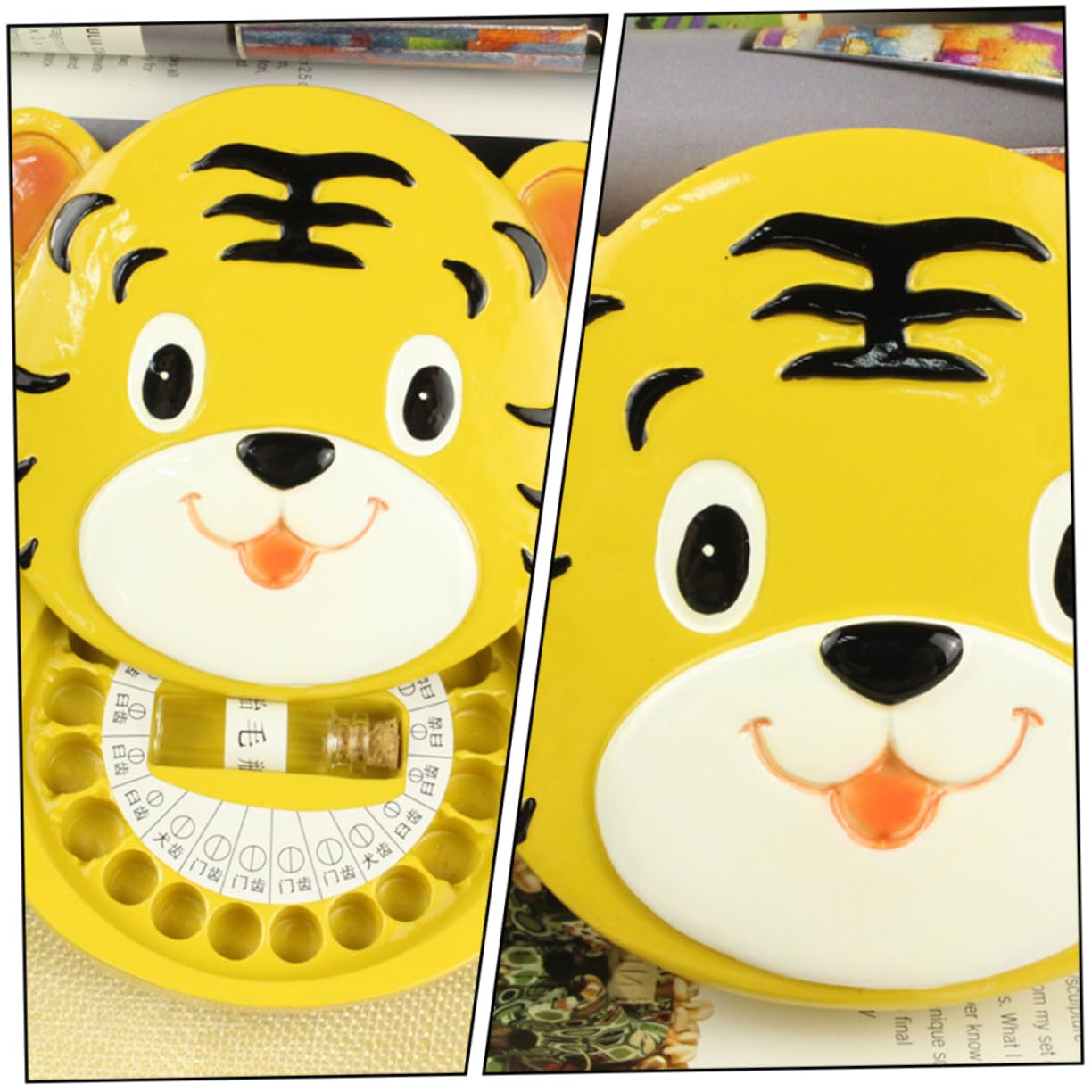 GREENADSCAPE Elegant Baby Tooth Keepsake Box - Cartoon Tiger Design, Durable Tooth Storage Case for Boys & Girls - Perfect for Saving First Teeth & Childhood Memories