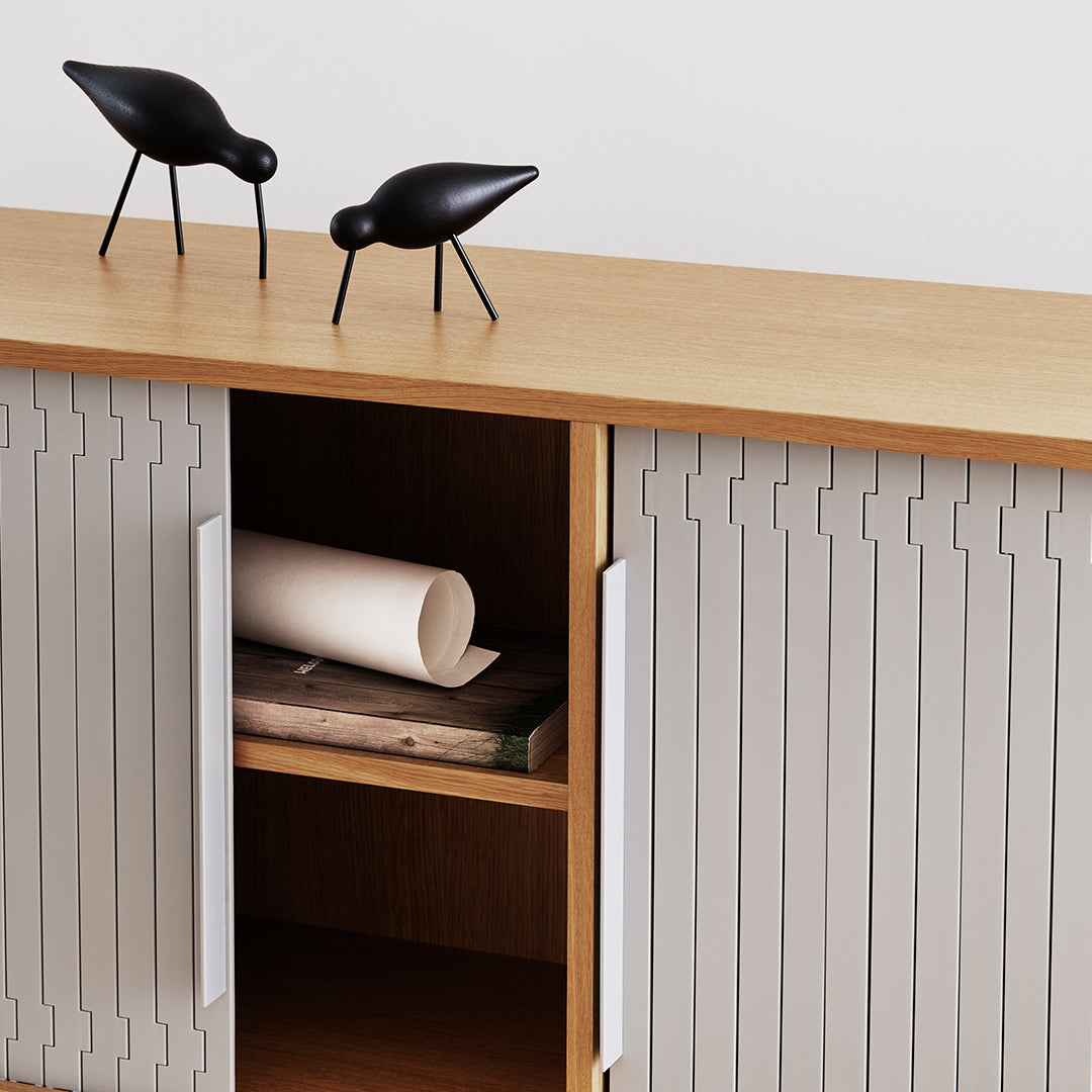 Modern Jalousie Sideboard Buffet Cabinet - Stylish Storage for Dining Room, Living Room & Entryway - Perfect for Organizing Dishes, Linens & Home Decor