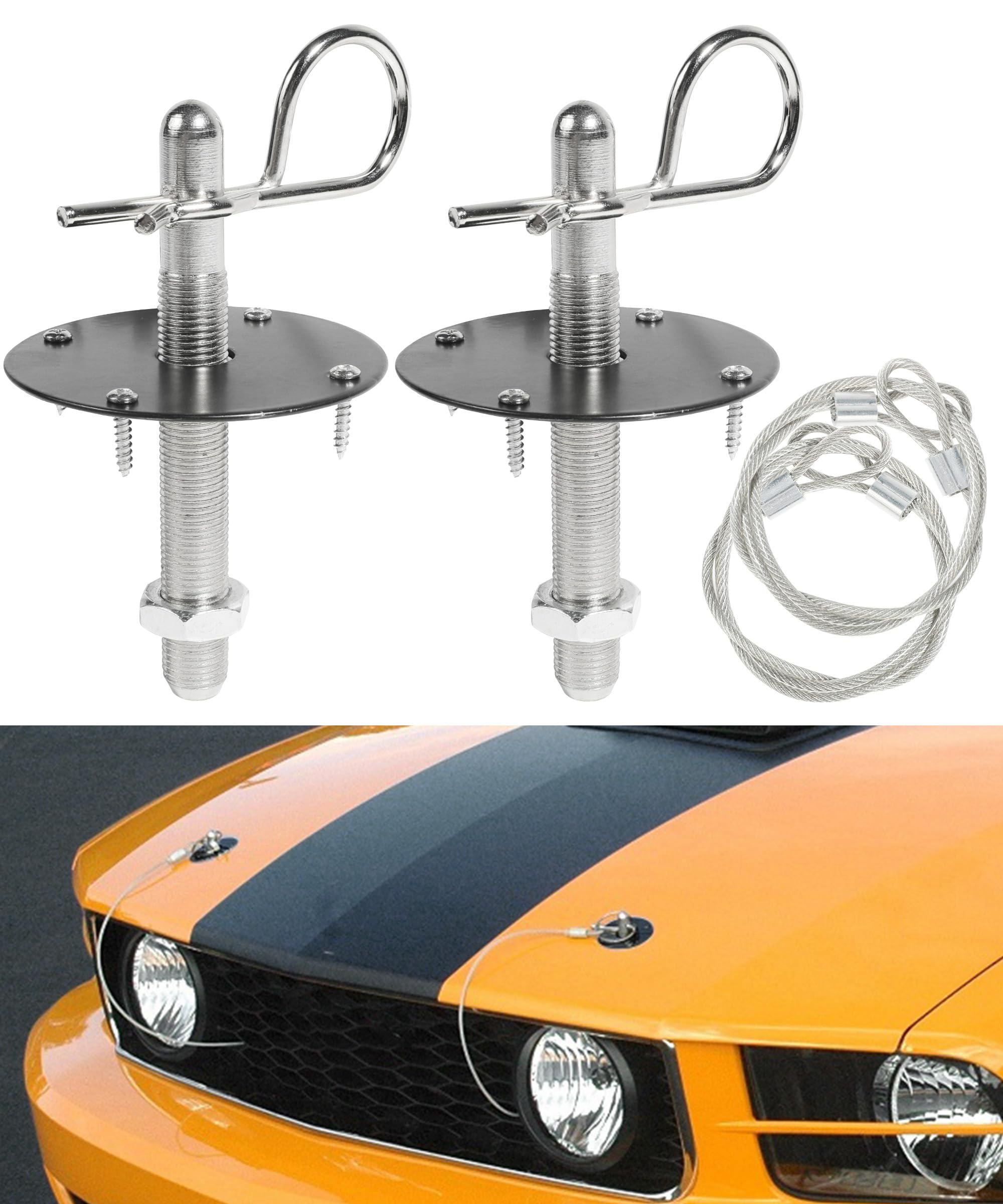 RACOONA Stainless Steel Hood Pin Kit - Universal Car Hood Lock Clip for Most Trucks & SUVs | Durable Engine Bonnet Security Accessory for Off-Road & Racing Scenes
