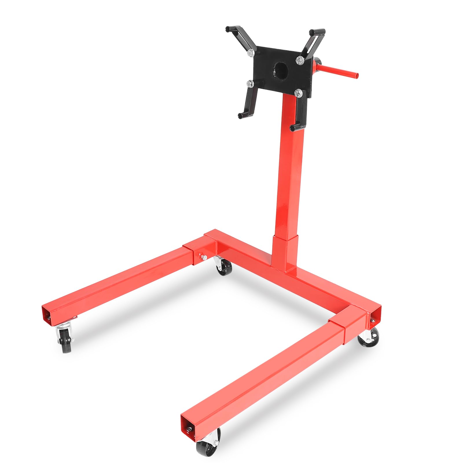 Heavy Duty 1250 LB Capacity Auto Repair Steel Engine Stand with 360 Degree Rotating Head - Folding Motor Hoist Dolly Mover Jack for Car Engine Rebuilding & Maintenance (Red) | Perfect for DIY Garage, Auto Shops & Professional Mechanics