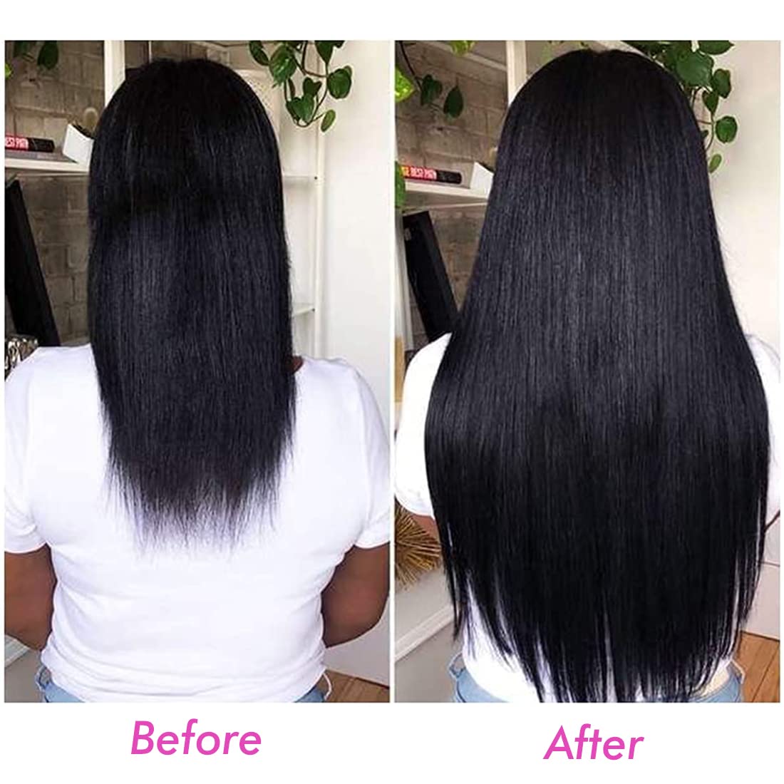 14 Inch Clip In Human Hair Extensions for Black Women - Unprocessed 10A Grade Soft Silky Straight Hair - Natural Color for Everyday Wear & Special Occasions