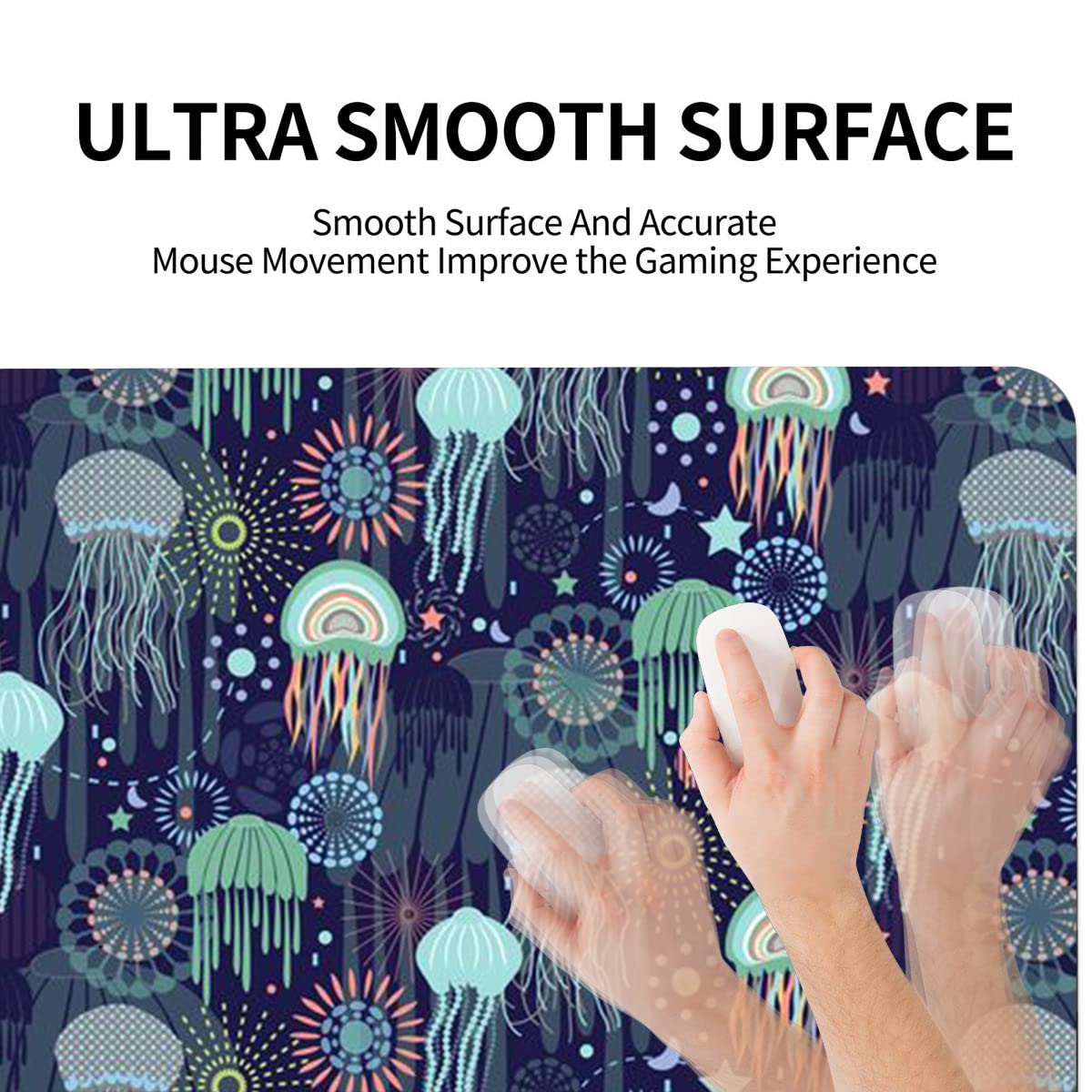 XXL Extended Gaming Mouse Pad with Non-Slip Rubber Base - Waterproof Large Keyboard Mat & Desk Pad for Work, Office, and Home - Perfect for Gaming, Writing, and Computer Use - Jellyfish Design