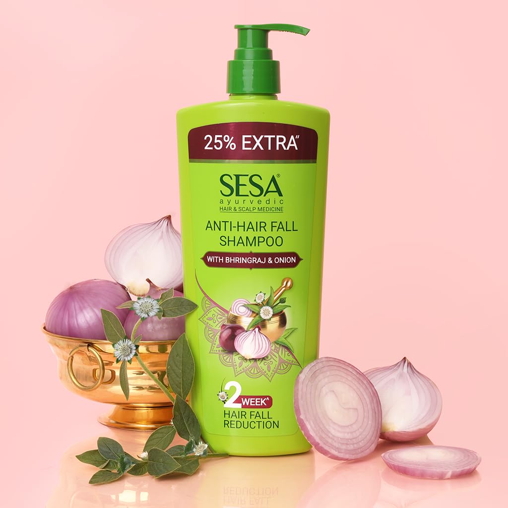 SESA Ayurvedic Anti Hairfall Shampoo for Dry & Frizzy Hair - 500ml | Reduces Hair Loss with 6 Natural Herbs | Paraben & Sulfate Free | Ideal for Daily Hair Care & Scalp Nourishment
