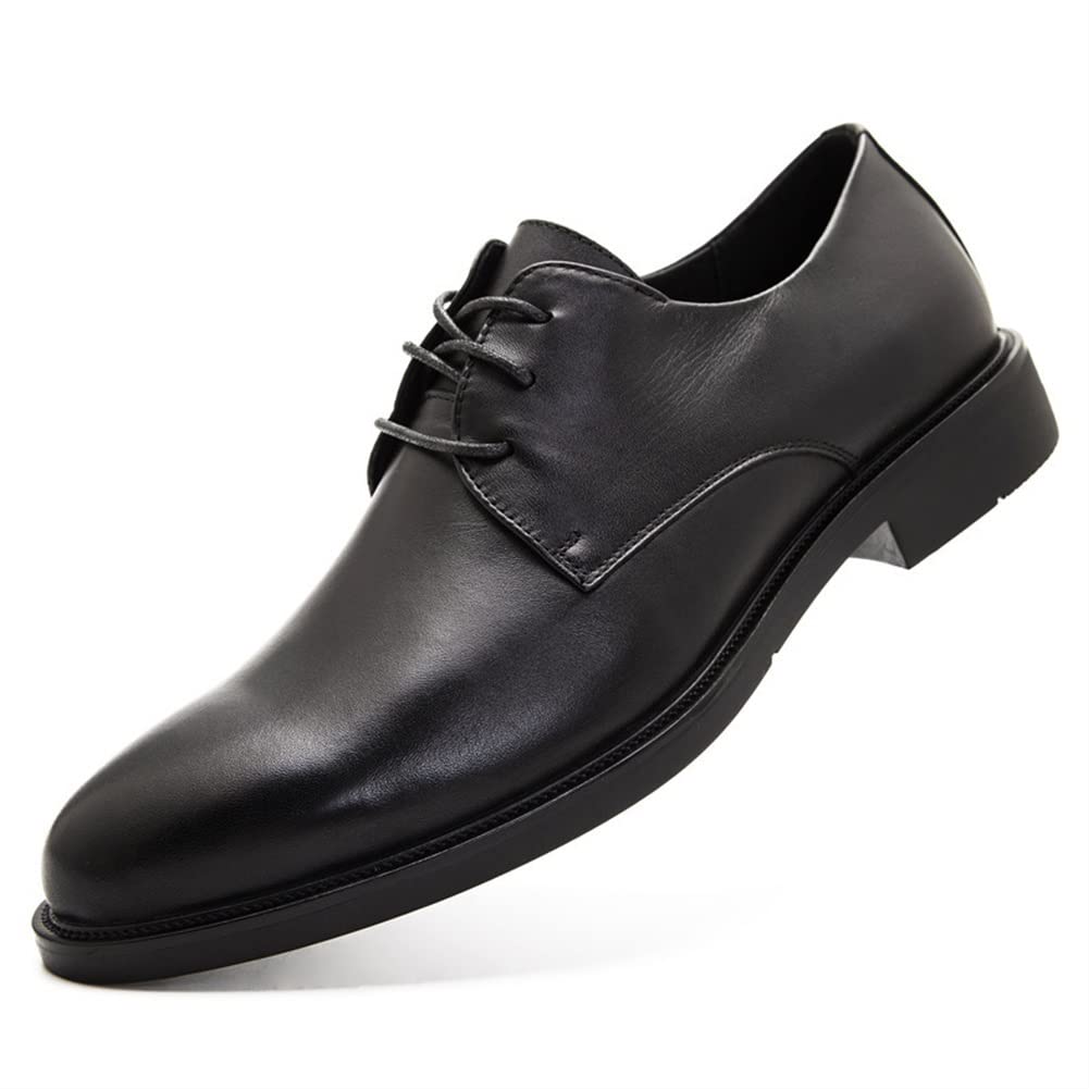 Men's Leather Dress Shoes - Oxford Lace-Up Derby Business Shoes for Men - Round Toe, Anti-Slip Sole, Premium Leather (Black, Size 10) - Perfect for Office, Formal Events & Business Meetings