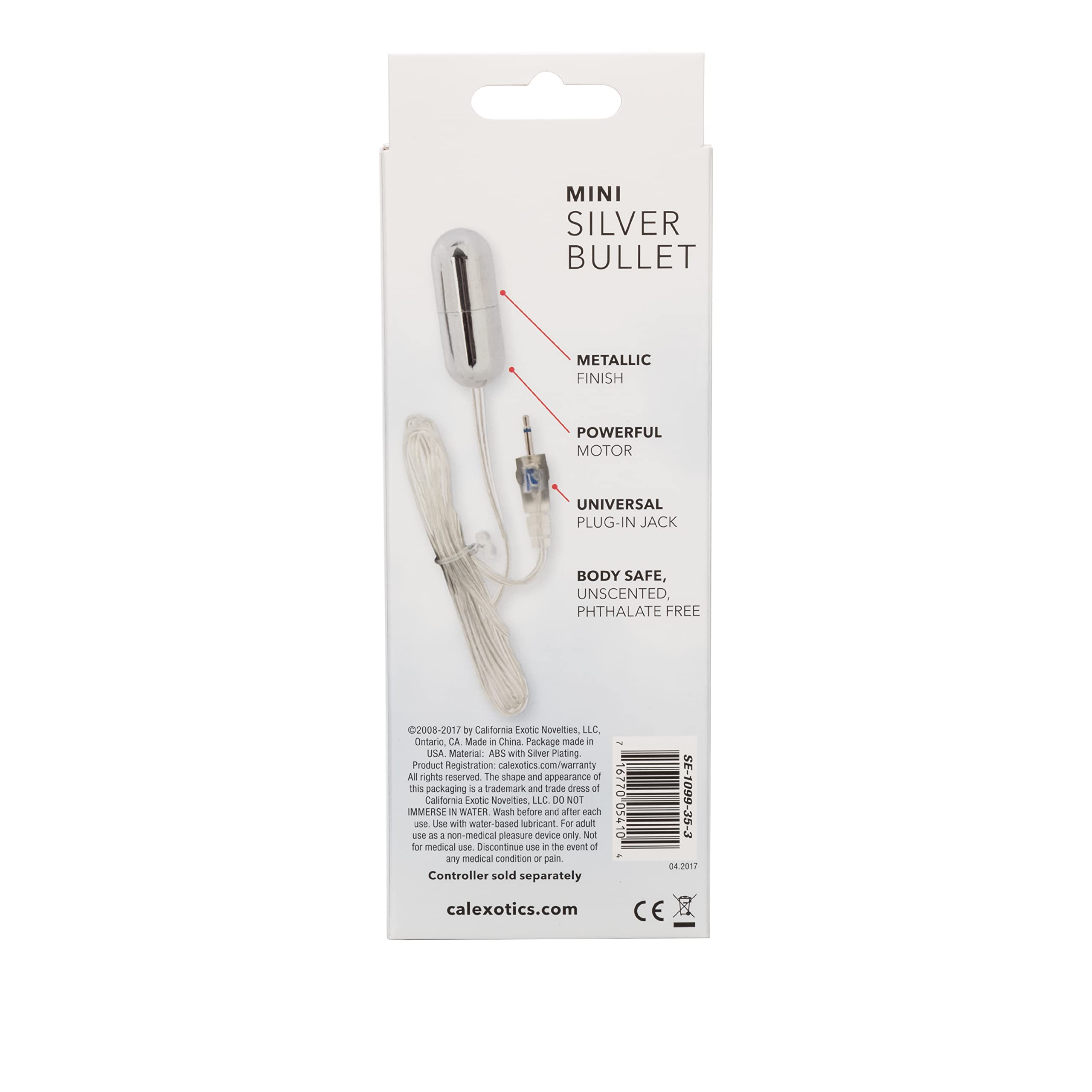 CalExotics Sterling Collection Mini Wired Bullet Egg Vibrator - Silver 1.5 Inch Adult Sex Toy for Couples & Solo Play - Powerful Clitoral Stimulator for Bedroom Fun & Intimate Massage