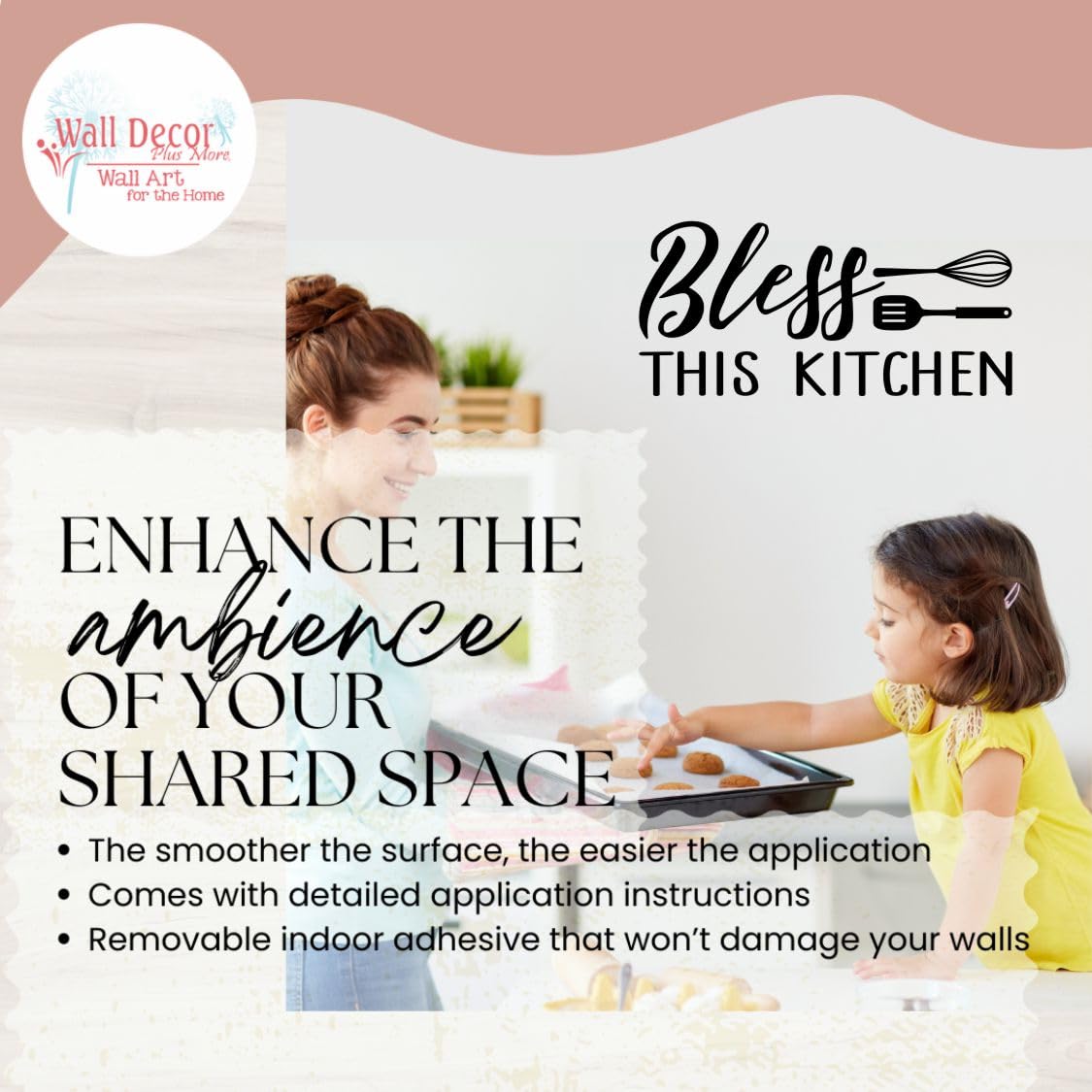 Bless This Kitchen Quote Vinyl Wall Decal - 36”x17