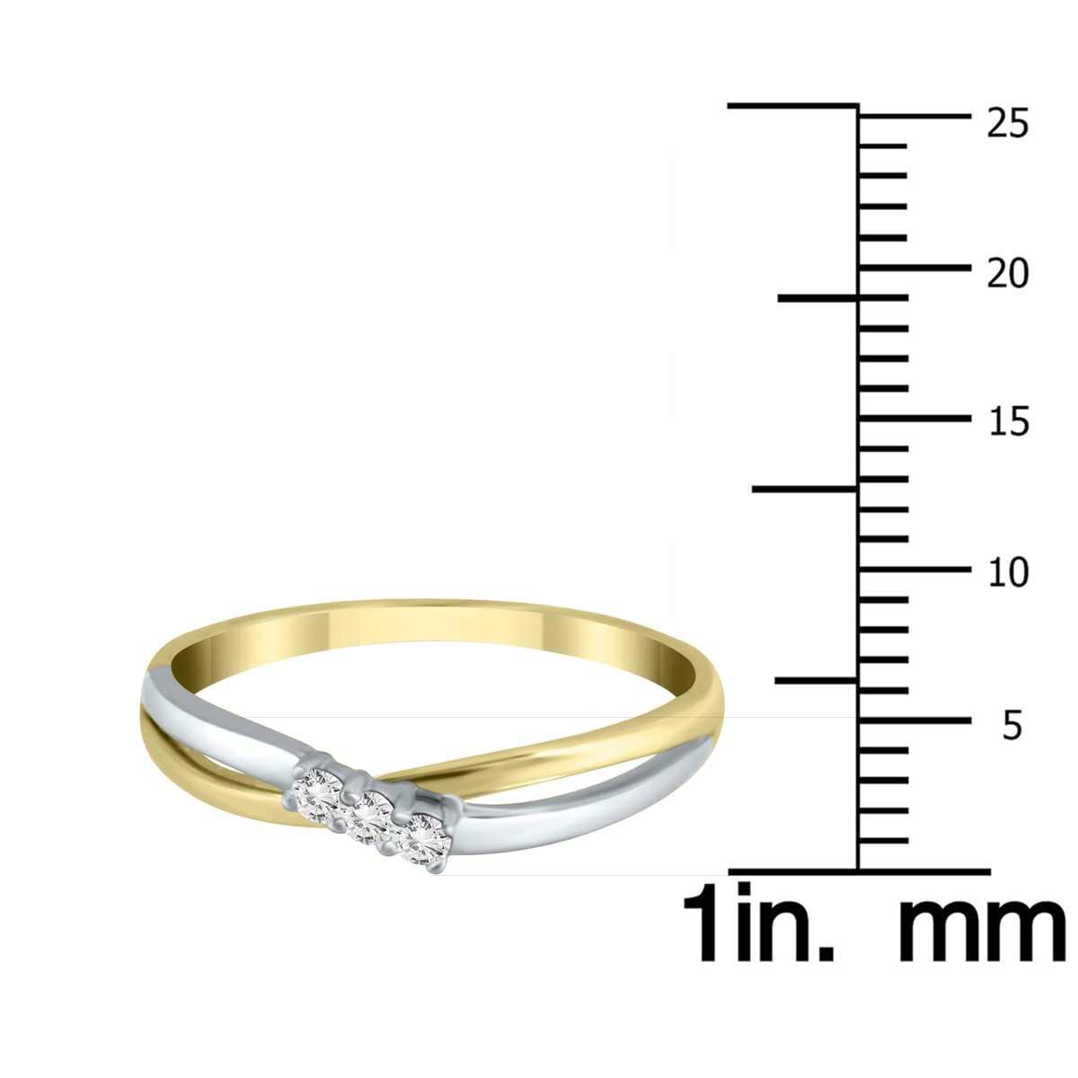 10K White Gold Three Stone Diamond Ring for Women - Elegant Two Tone Wedding Band, Anniversary Gift & Bridal Jewelry for Special Occasions