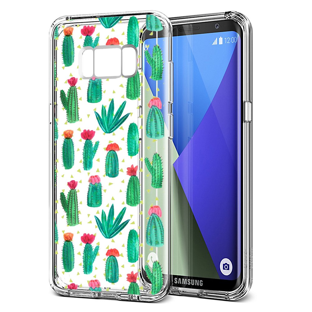 Samsung Galaxy S8 Case - Ultra Slim Shockproof Clear TPU Silicone Cover with Cactus Pattern | Soft Gel Protective Skin for Samsung S8 Smartphone | Perfect for Everyday Use, Travel & Outdoor Activities
