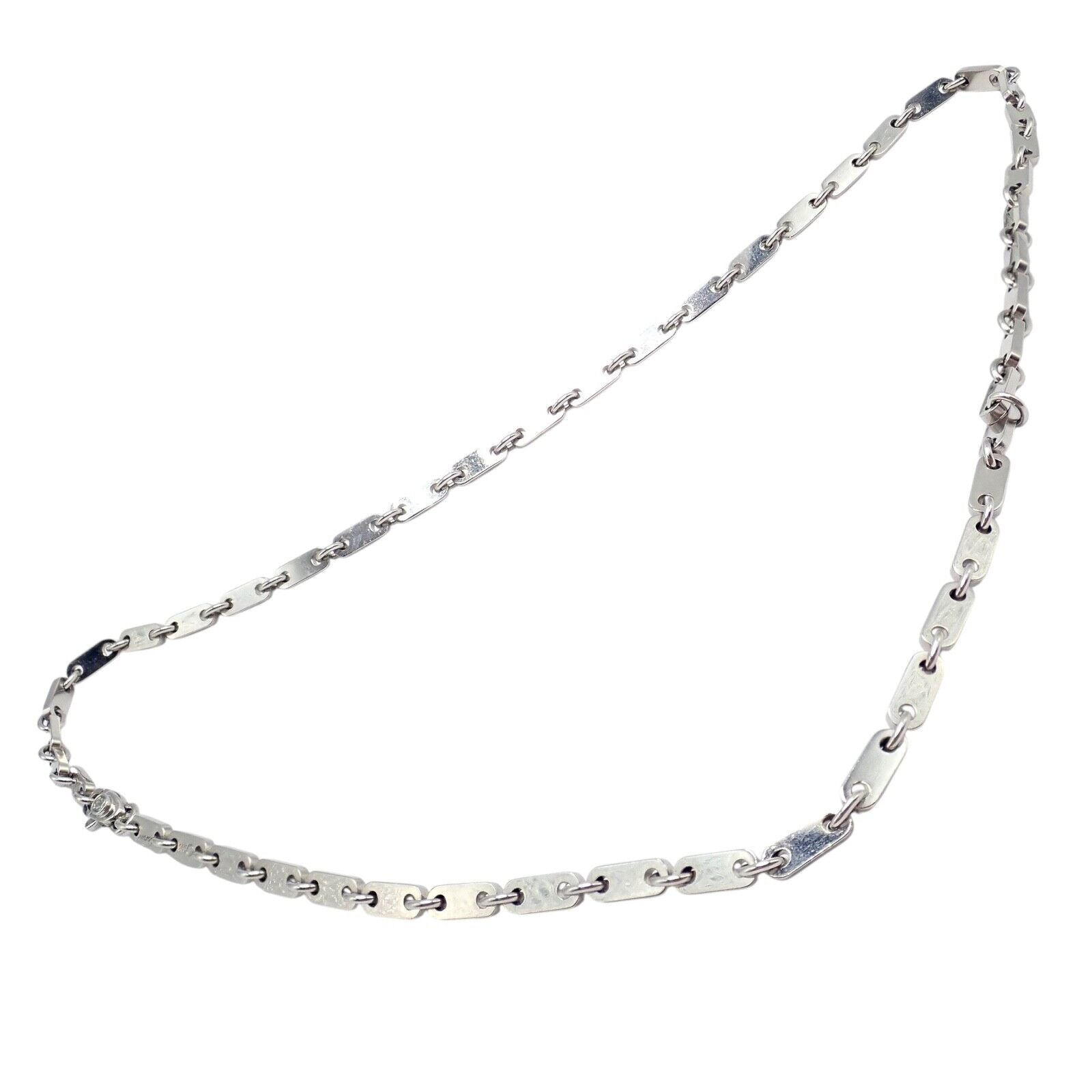 Authentic Cartier 18K White Gold Flat Link Necklace 17.75 Inches - Vintage 1998 Luxury Jewelry for Women, Perfect for Weddings, Anniversaries & Special Occasions
