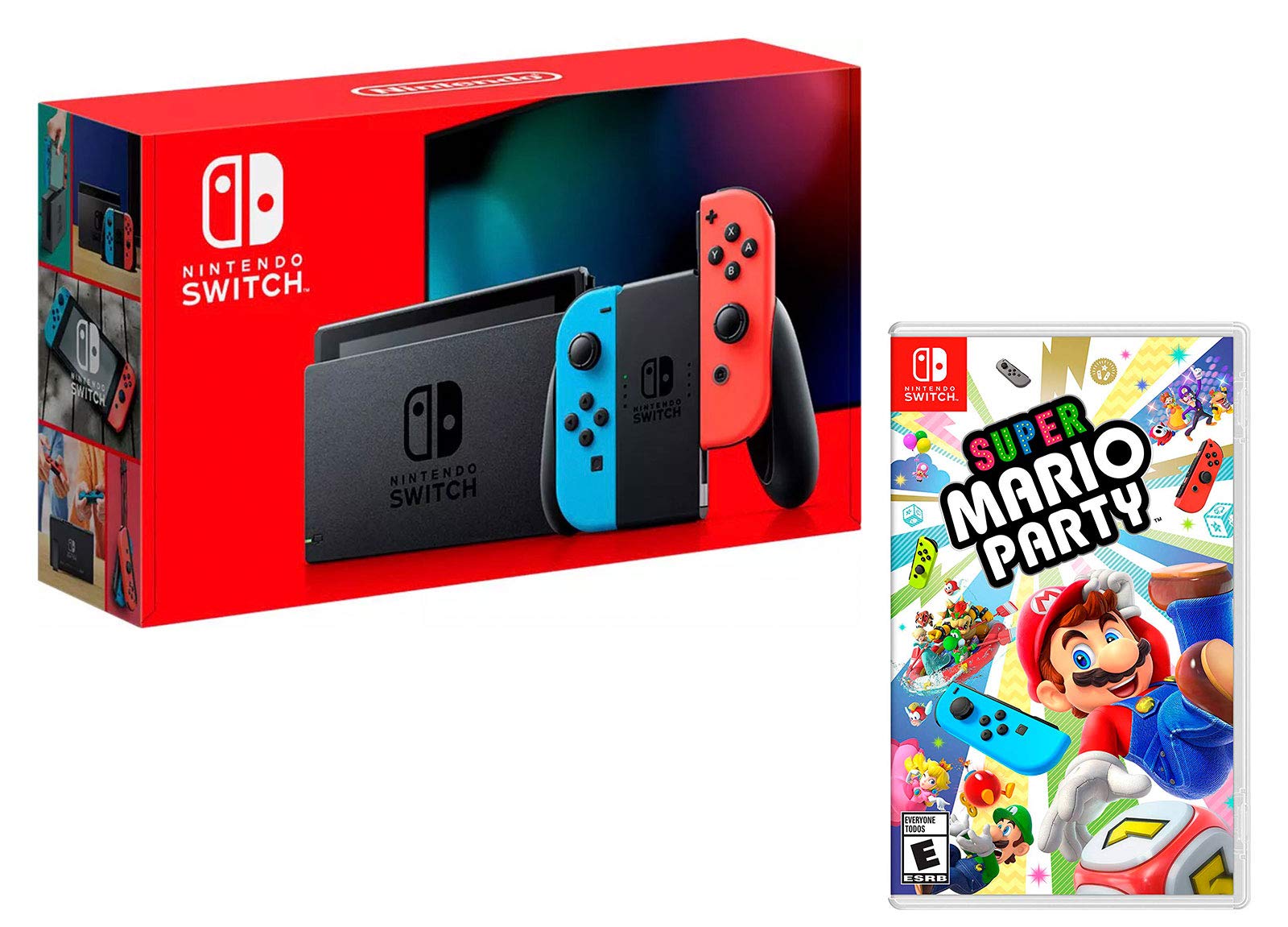 Nintendo Switch Neon Red/Blue 32GB Console - New Model with Super Mario Party Game - Perfect for Family Fun & Multiplayer Gaming