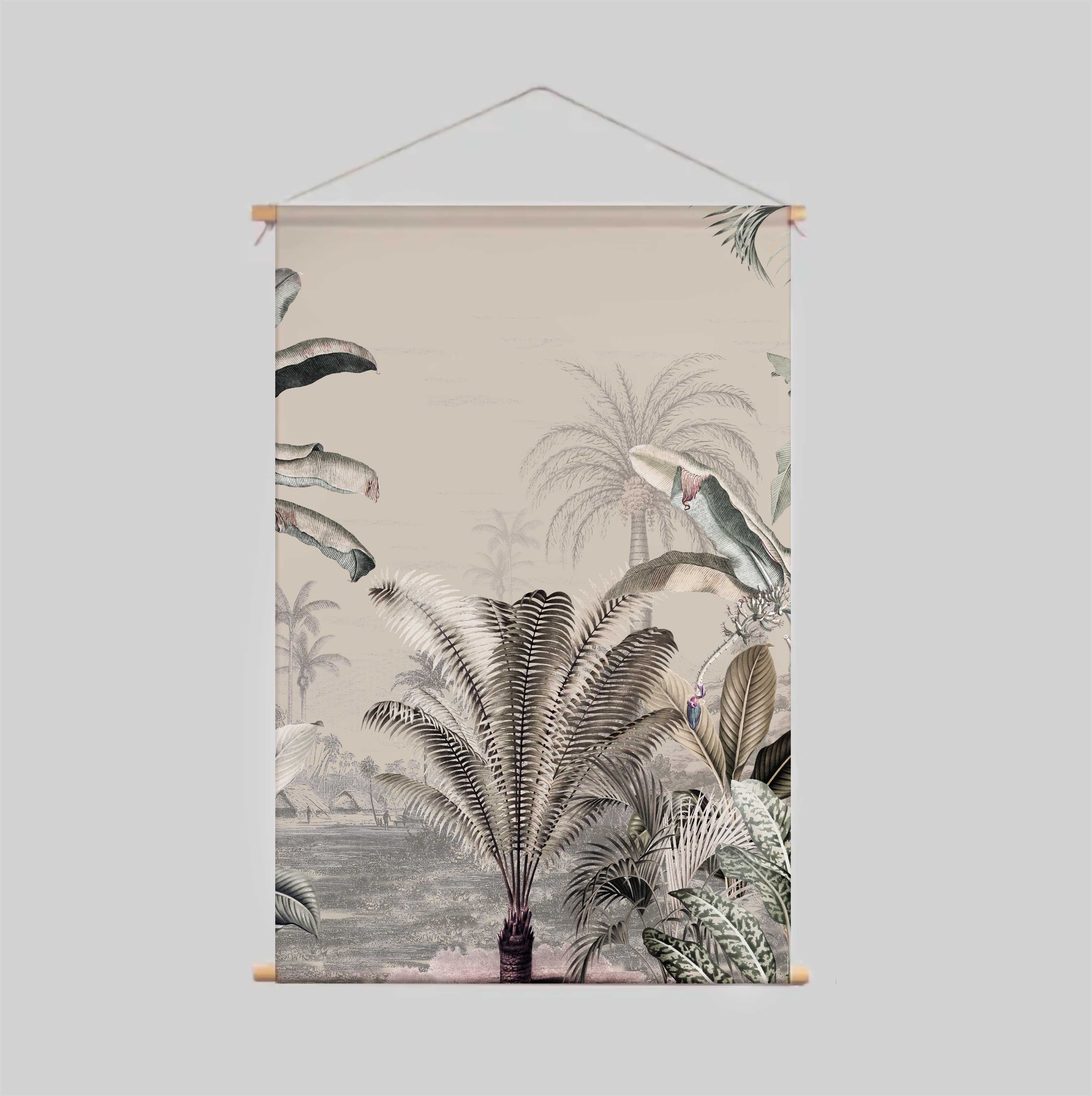DREAMY JUNGLE Beige Textile Poster - Nature Inspired Wall Art for Home & Office Decor