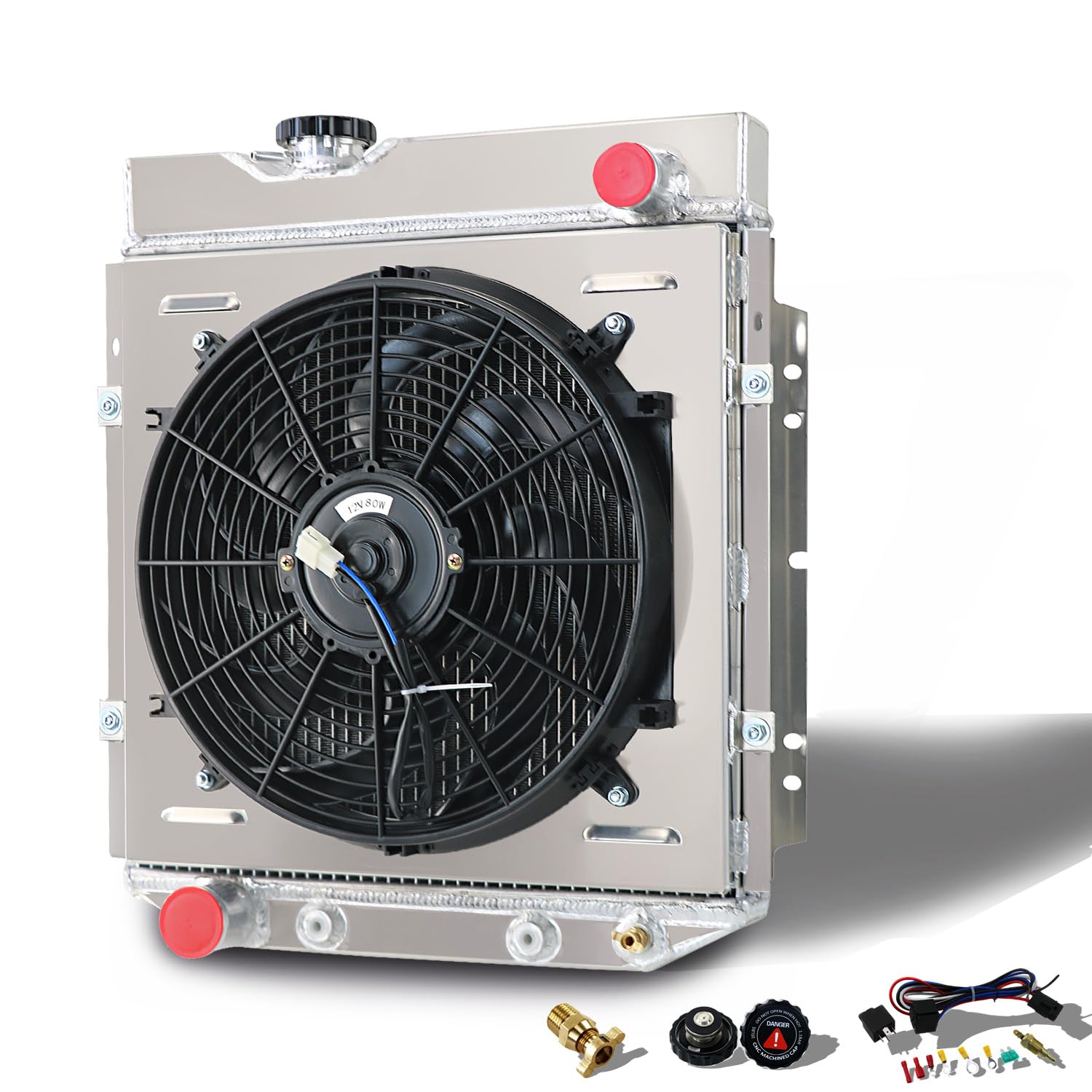 CC251 3-Row Aluminum Radiator with Thermostat Shroud & 14